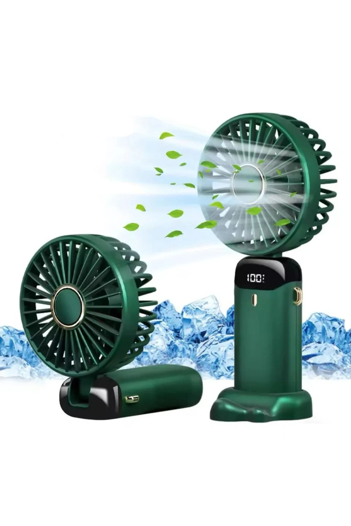 El vantilatörü 5 kademeli şarjlı dijital led göstergeli yeşil 2 yıl garantili - Elektronik