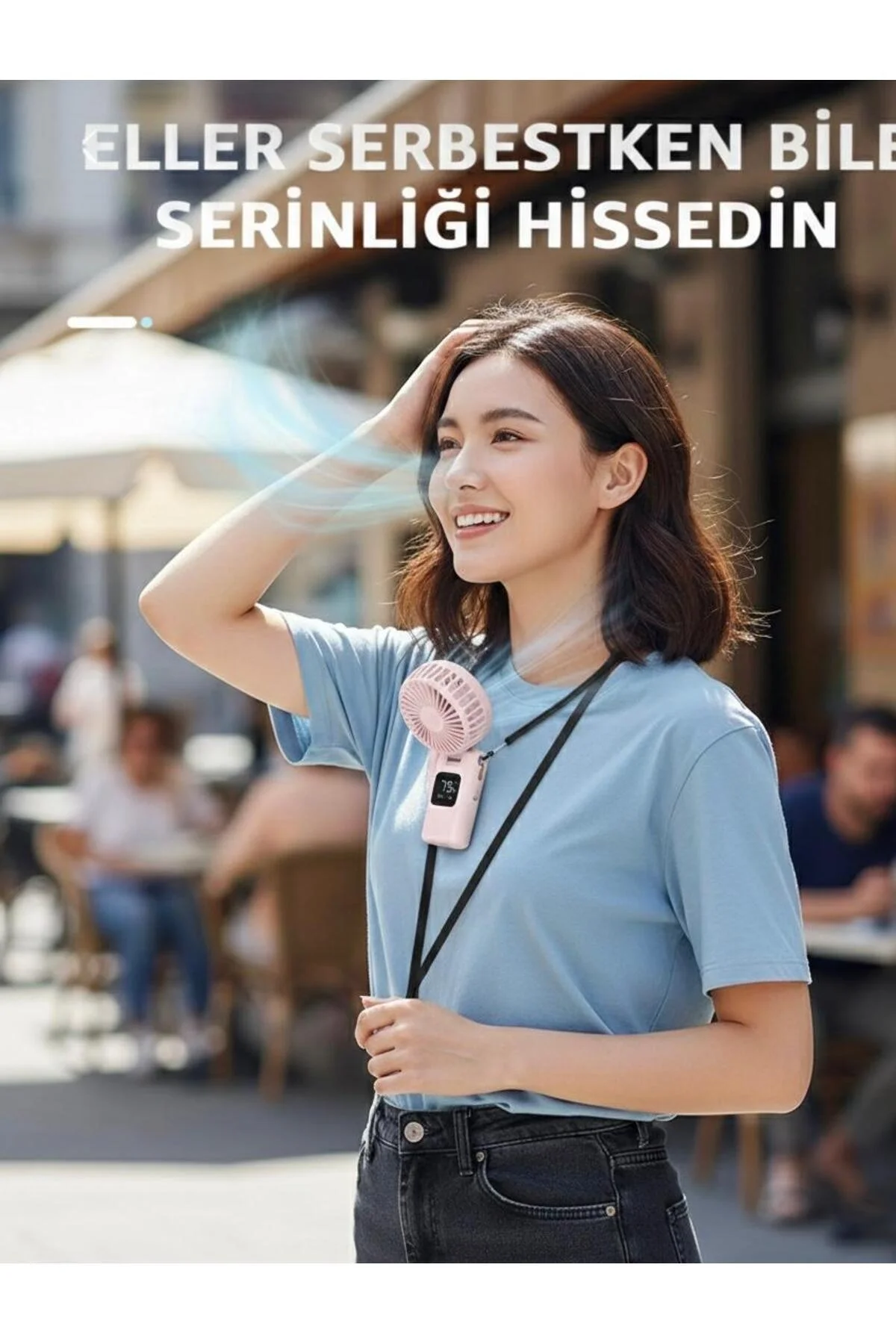 El vantilatörü dijital göstergeli 5 hız ayarı şarjlı masaüstü pembe 2 yıl garantili