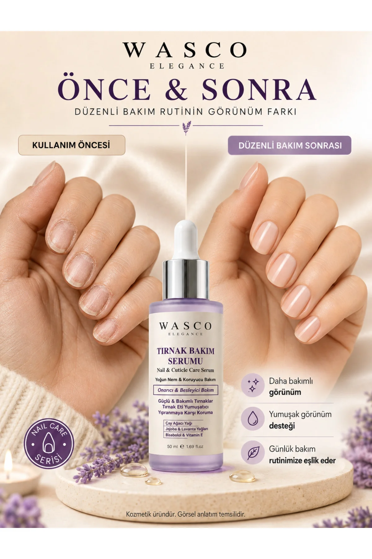 El ve Ayak Tırnak & Tırnak Eti Bakım Serumu, Çay Ağacı ve Jojoba Yağı İçeren, 50 ml
