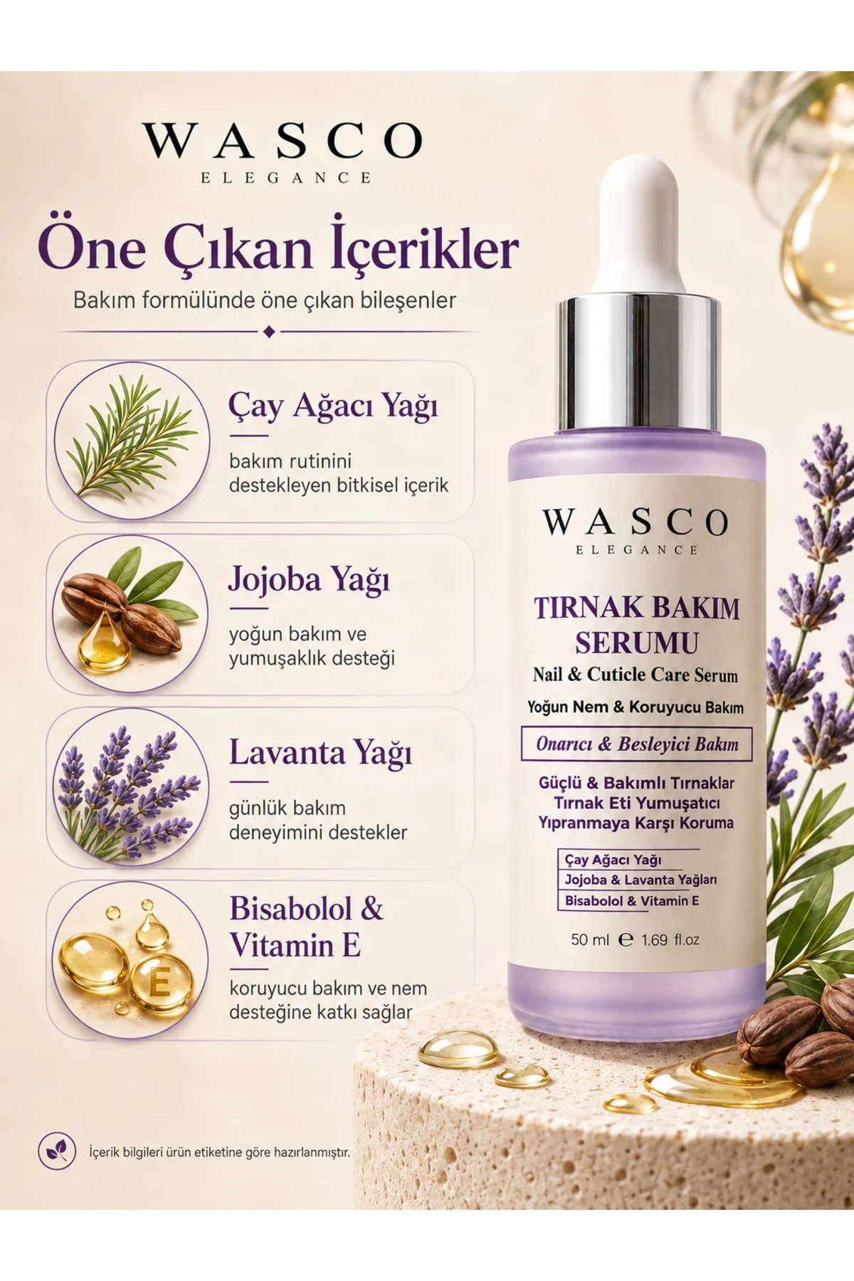 El ve Ayak Tırnak & Tırnak Eti Bakım Serumu, Çay Ağacı ve Jojoba Yağı İçeren, 50 ml