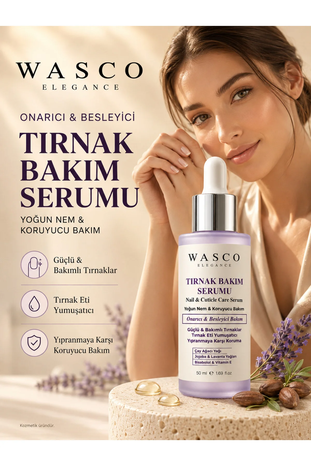 El ve Ayak Tırnak & Tırnak Eti Bakım Serumu, Çay Ağacı ve Jojoba Yağı İçeren, 50 ml