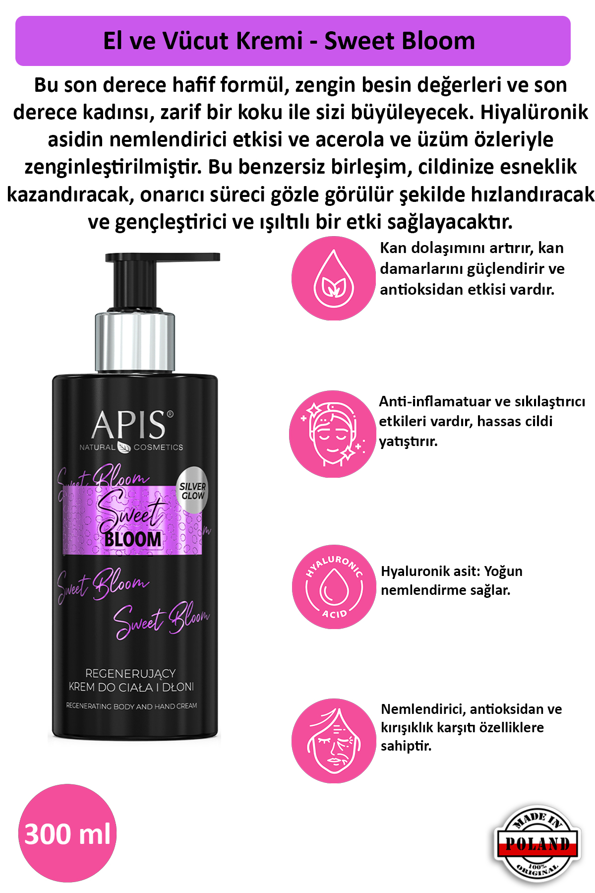 Apis Natural Cosmetics El Ve Vücut Kremi - Sweet Bloom - 300 Ml
