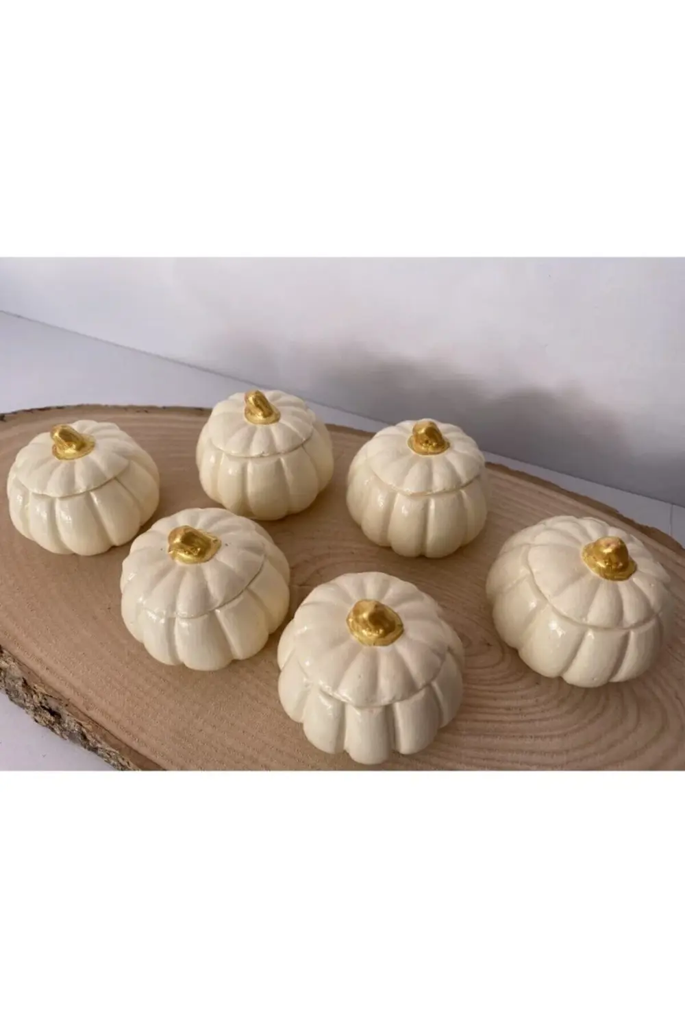 El Yapımı 6'lı Mini Kabak Tasarımlı Kapaklı Lokumluk, Drajelik, K