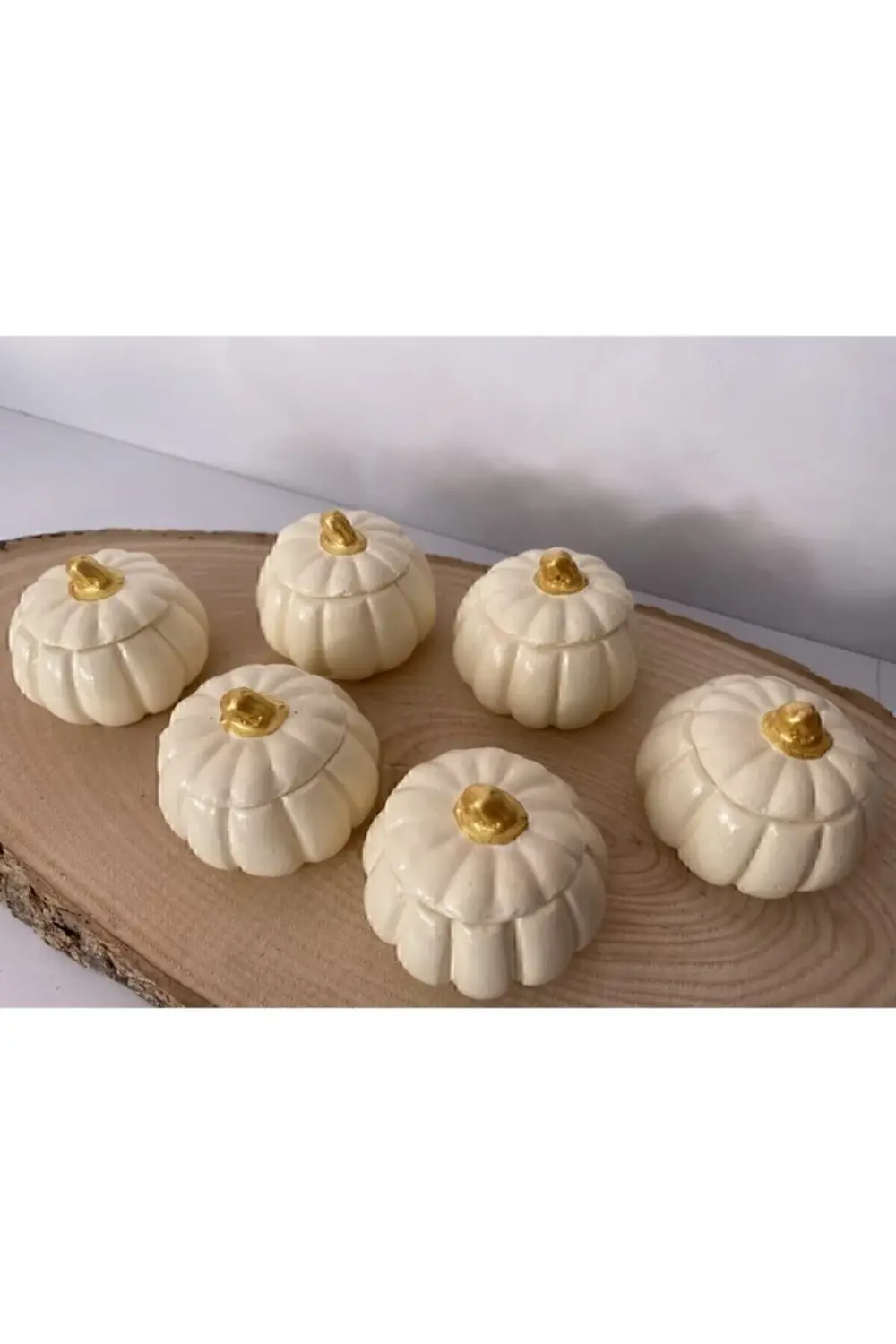 El Yapımı 6'lı Mini Kabak Tasarımlı Kapaklı Lokumluk, Drajelik, K