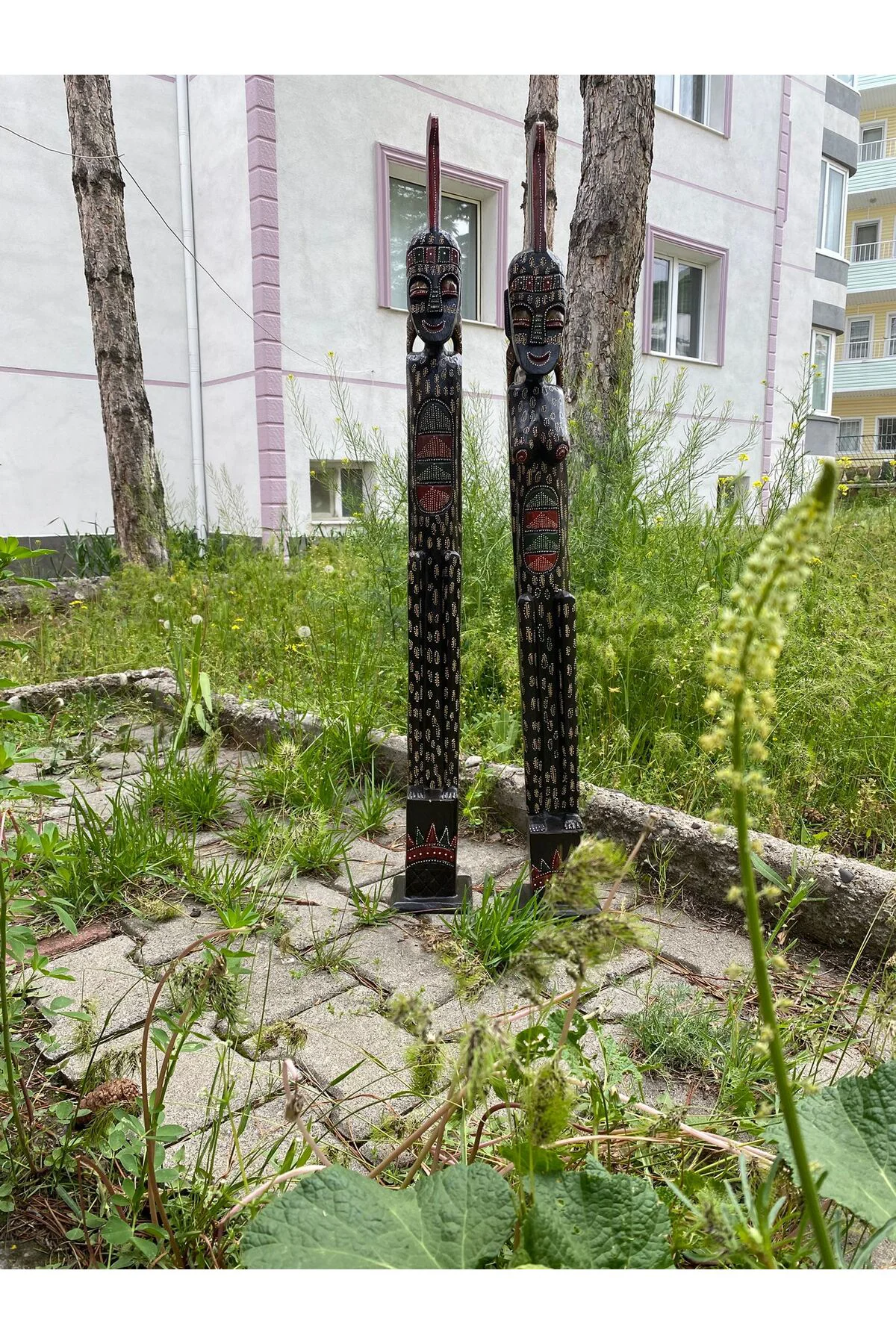 El Yapımı Ahşap Afrika İnsan Figürü 2 Li Set 93*97cm El Yapımı Ahşap Afrika İnsan Figürü 2 Li Set 93*97cm