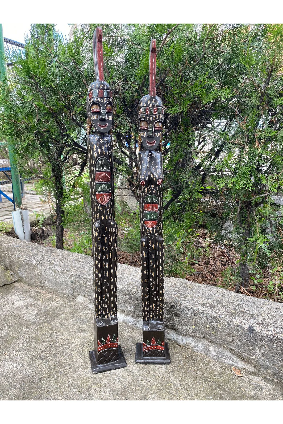 El Yapımı Ahşap Afrika İnsan Figürü 2 Li Set 93*97cm El Yapımı Ahşap Afrika İnsan Figürü 2 Li Set 93*97cm