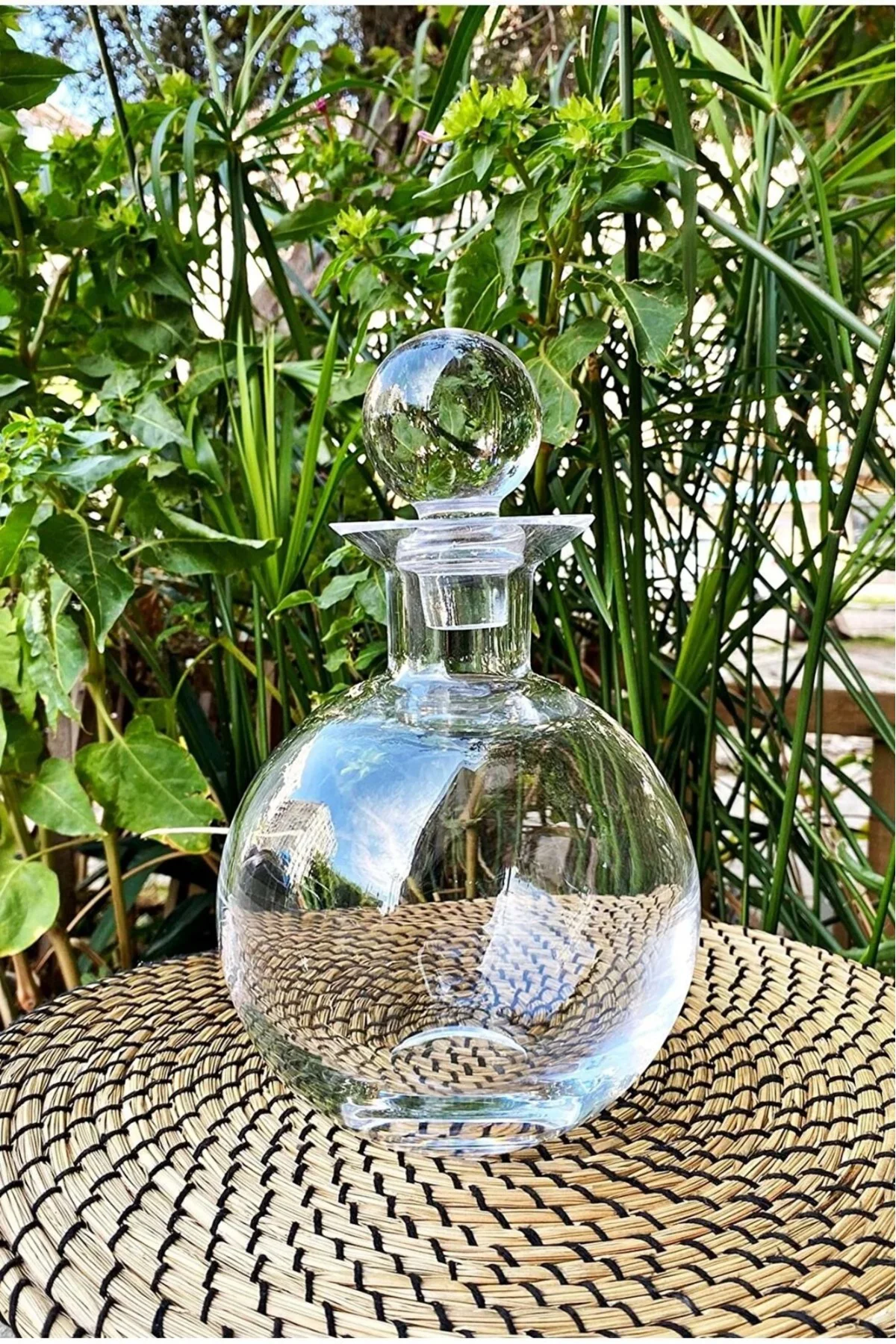 El Yapımı Cam Alaçatı Karaf Sürahi 15,5x25cm