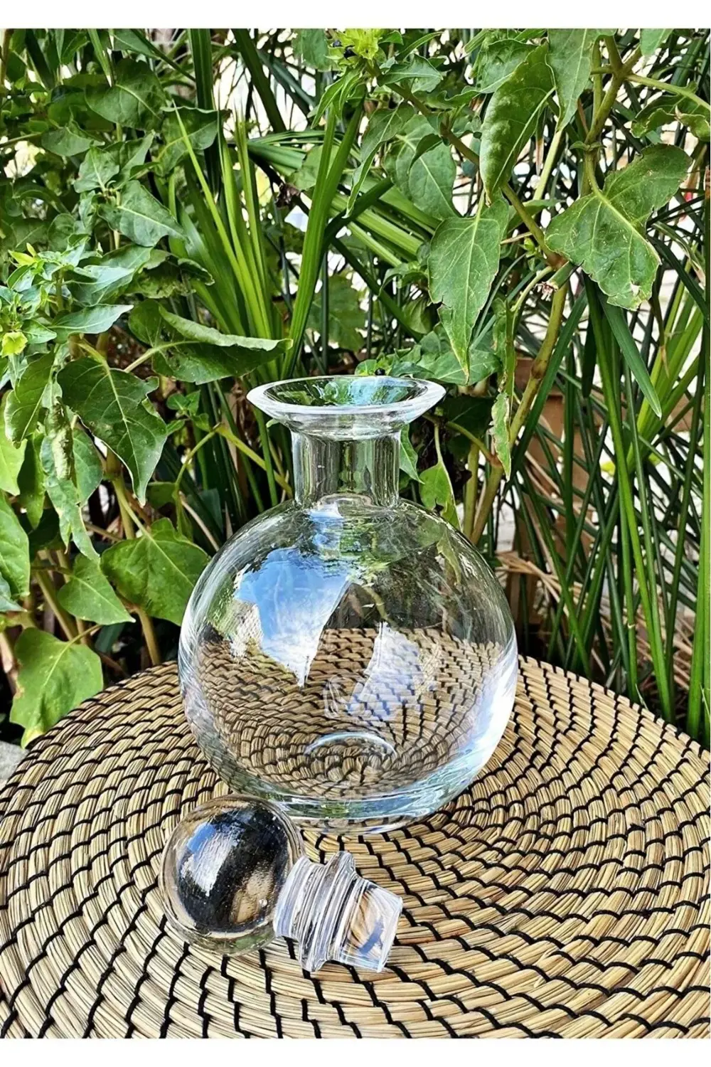 El Yapımı Cam Alaçatı Karaf Sürahi 15,5x25cm