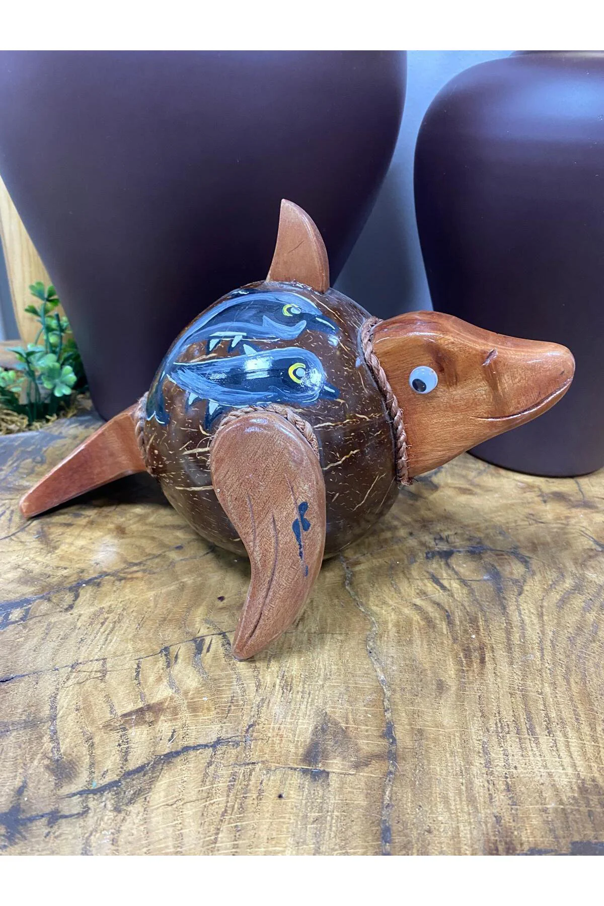 El Yapımı Coconat Balık Kumbara 24x17cm
