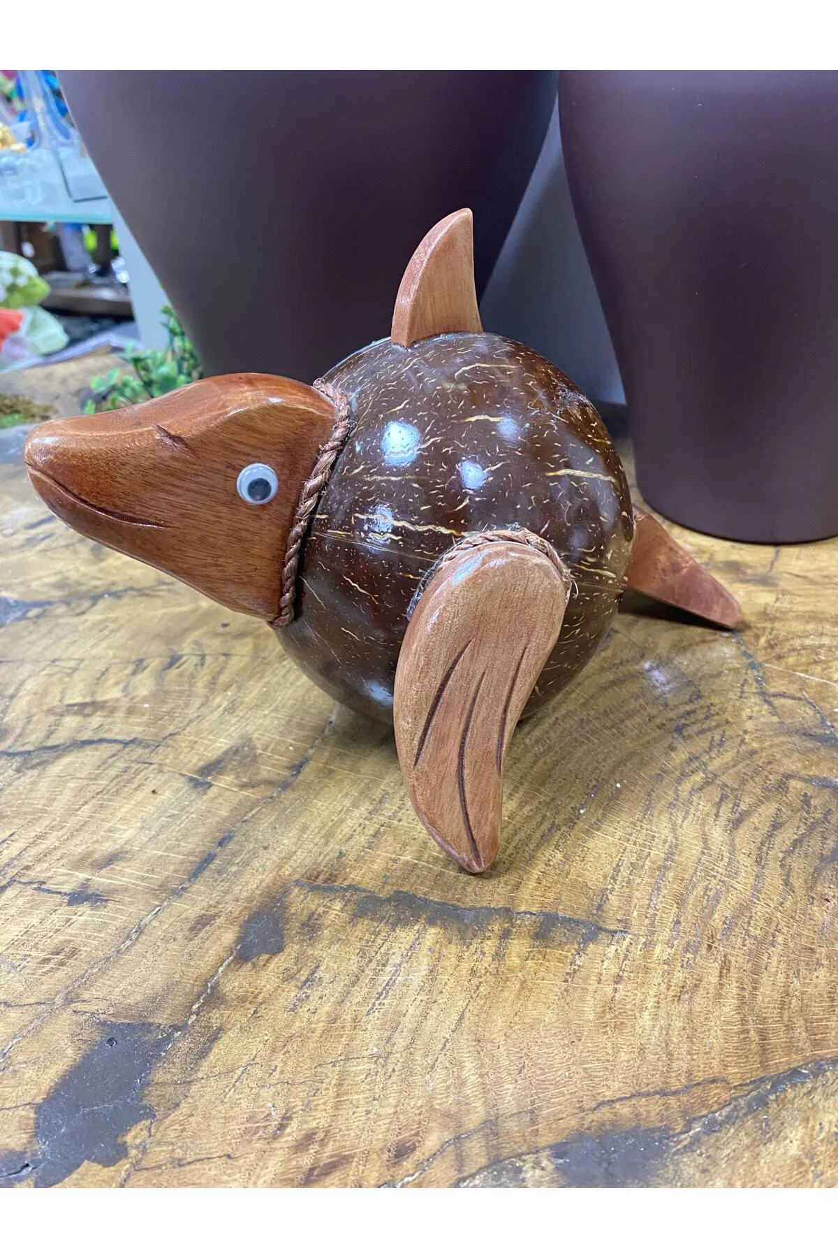 El Yapımı Coconat Balık Kumbara 24x17cm
