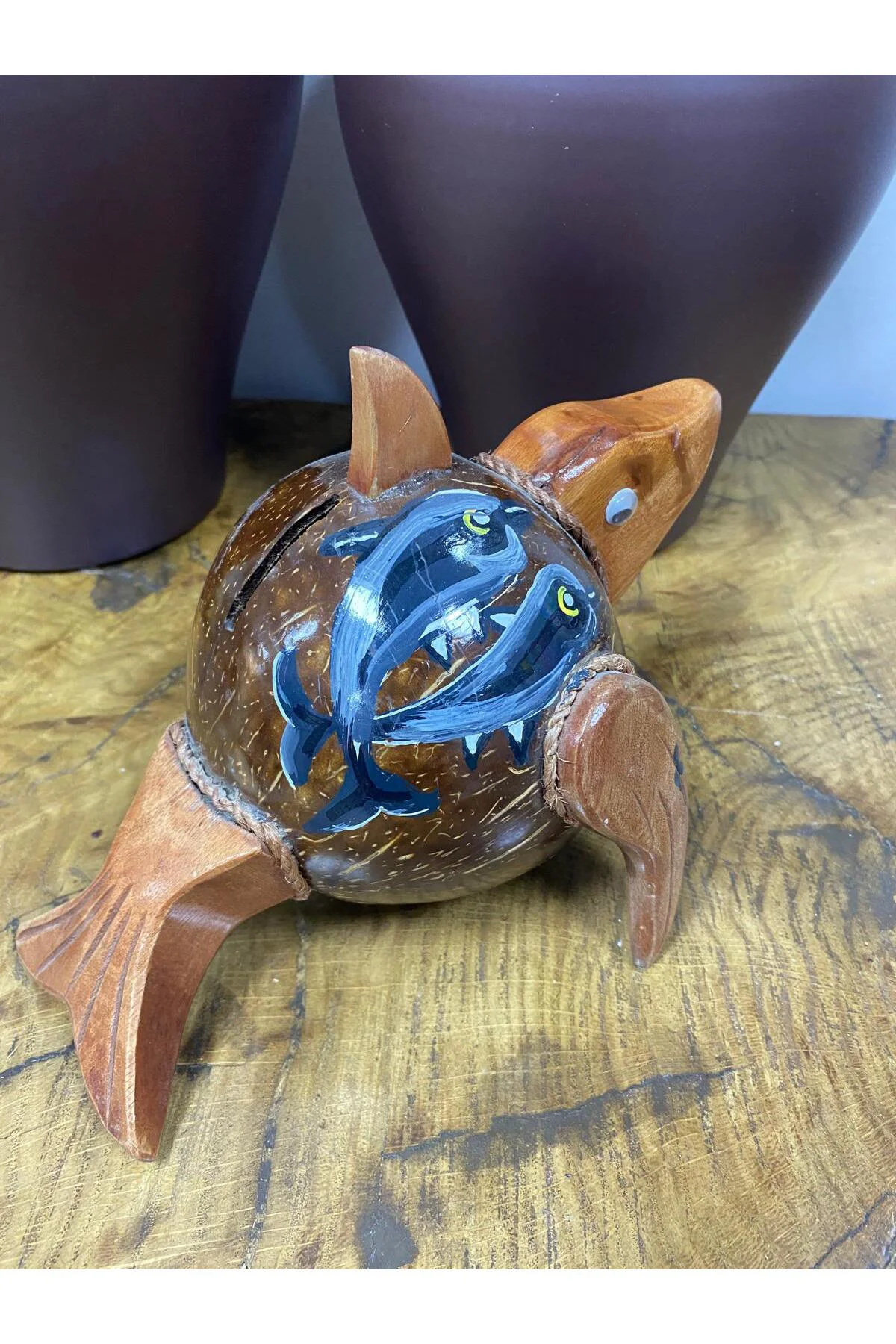 El Yapımı Coconat Balık Kumbara 24x17cm