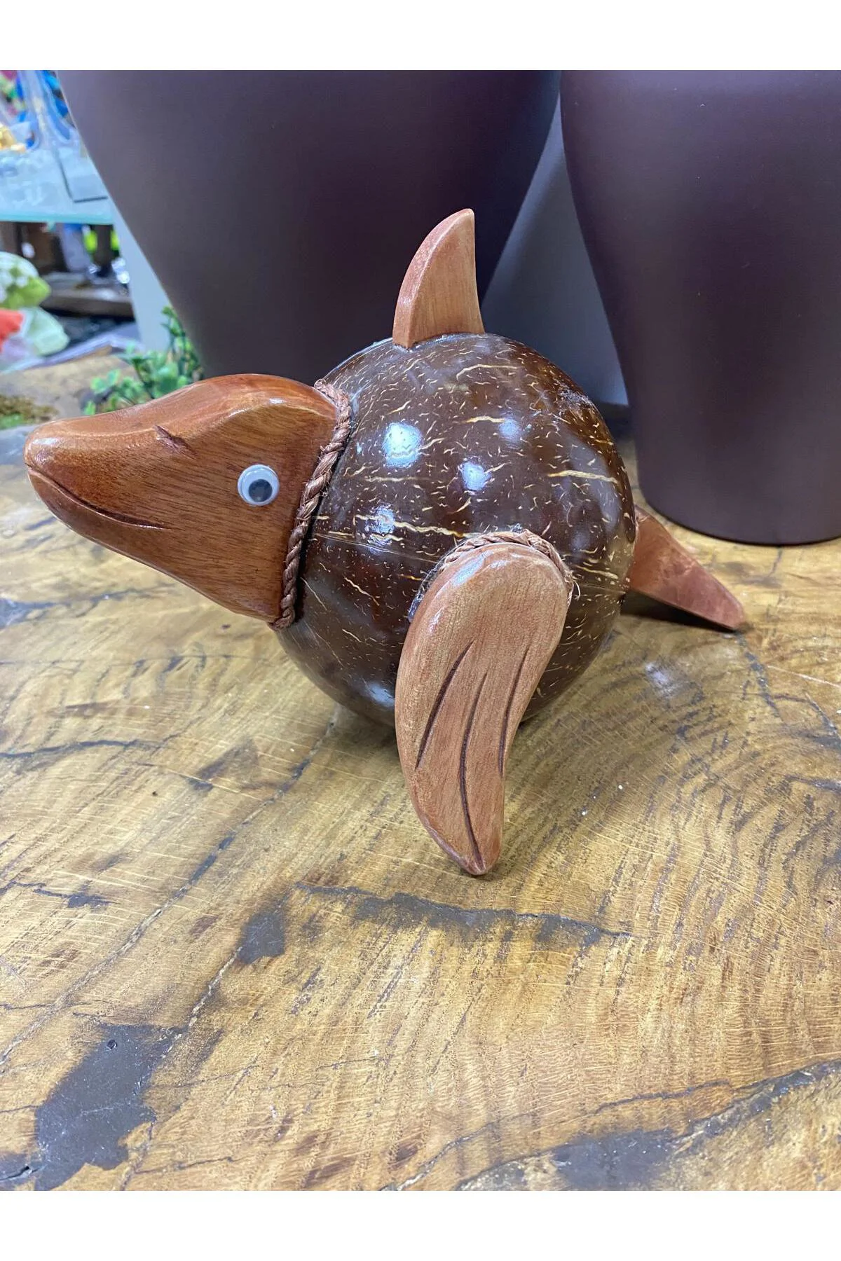 El Yapımı Coconat Balık Kumbara 24x17cm - Görsel 2
