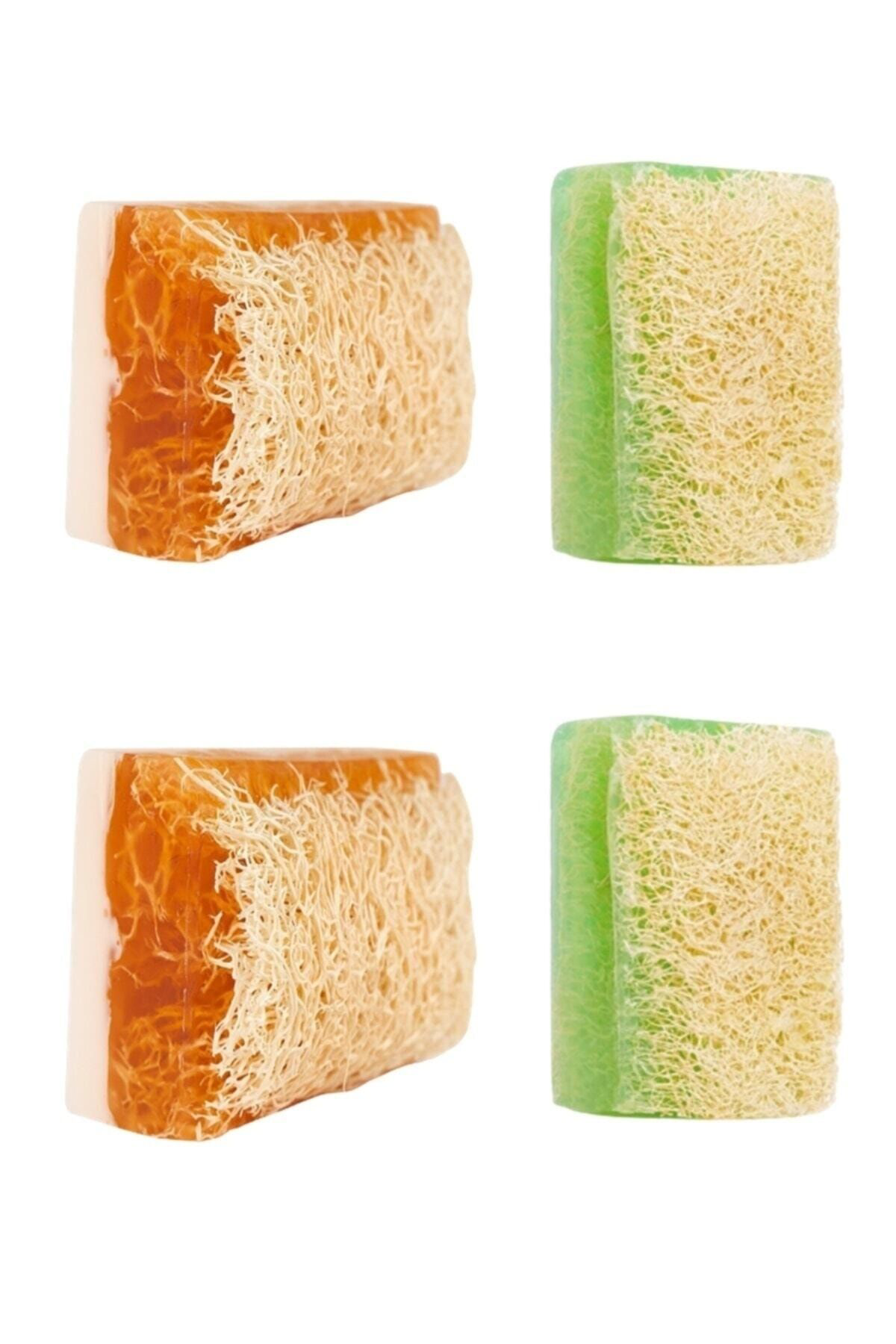 Trendmilano El Yapımı Doğal Kabak Lifli Eşek Sütü Bal& Aloe Vera Sabun 4'Lü S