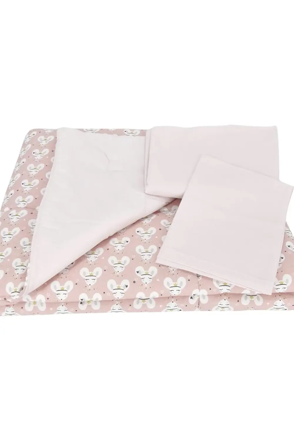 El Yapımı Fare Desenli Yorgan Çarşaf Ve Yastıklı Üçlü Set (Desen