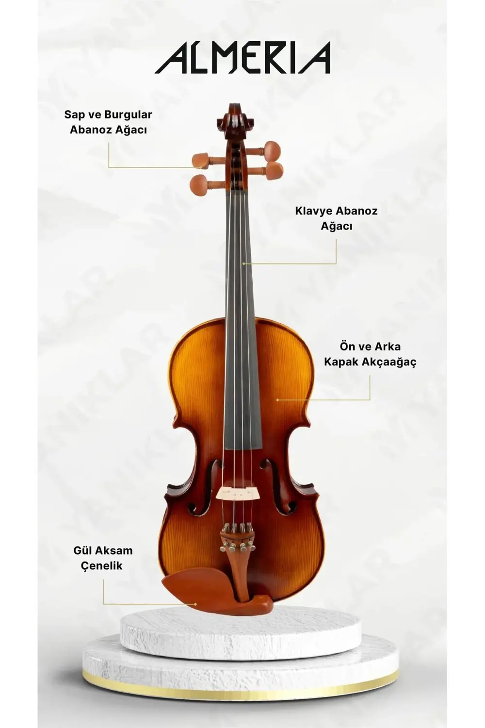 Almeria El Yapımı Gül Aksamlı 4/4 Keman (Taşıma Çantası, Reçine ,Yay Dahi Almeria El Yapımı Gül Aksamlı 4/4 Keman (Taşıma Çantası, Reçine ,Yay Dahi