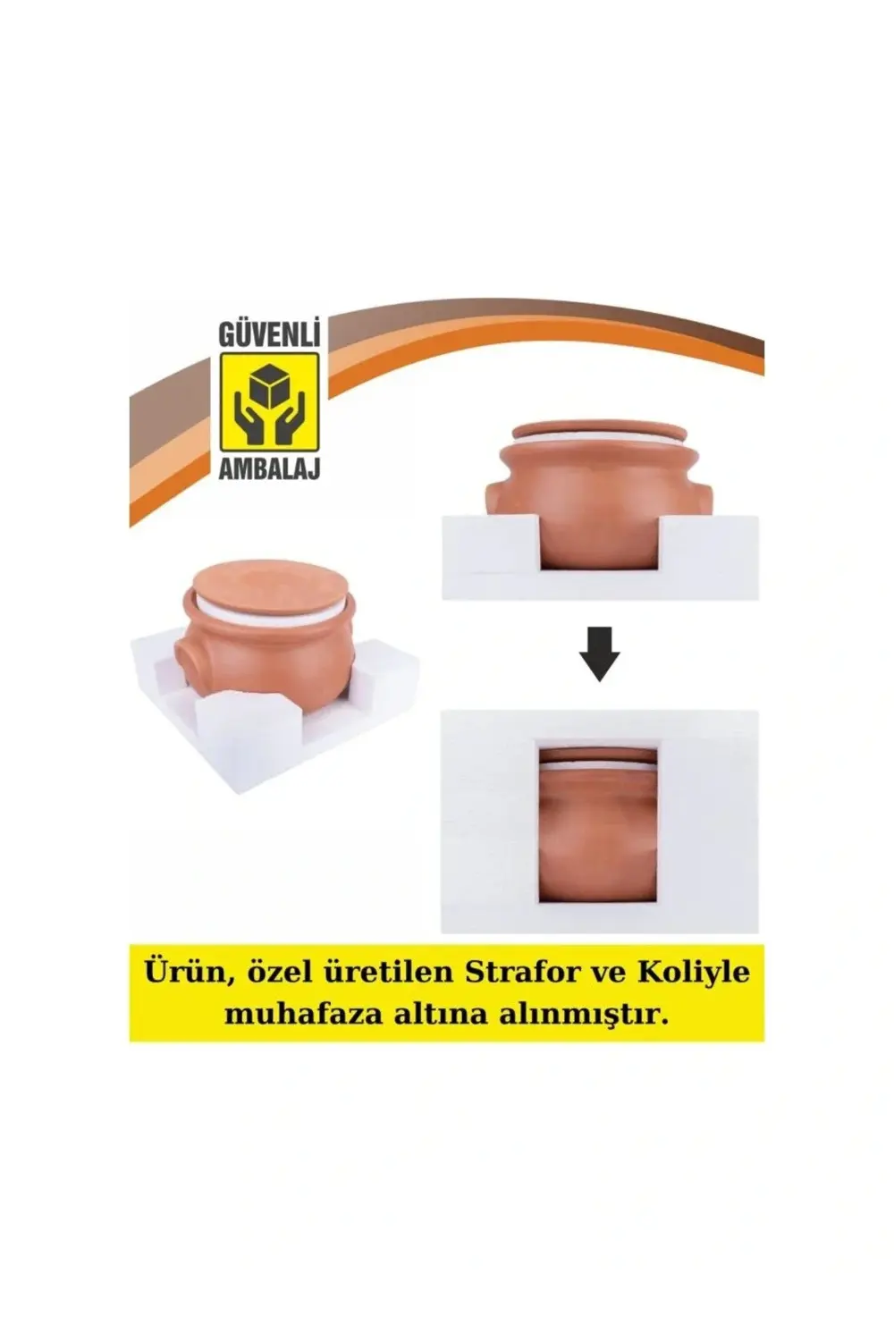 El Yapımı Kapaklı Toprak Güveç Tencere Orta Boy Astarlı 5 Litre (