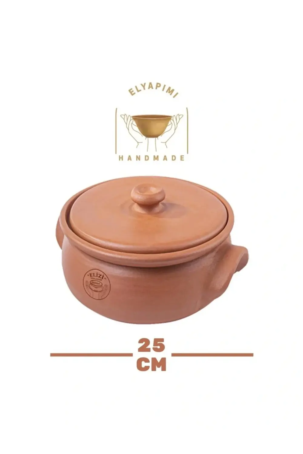 El Yapımı Kapaklı Toprak Güveç Tencere Orta Boy Astarlı 5 Litre (