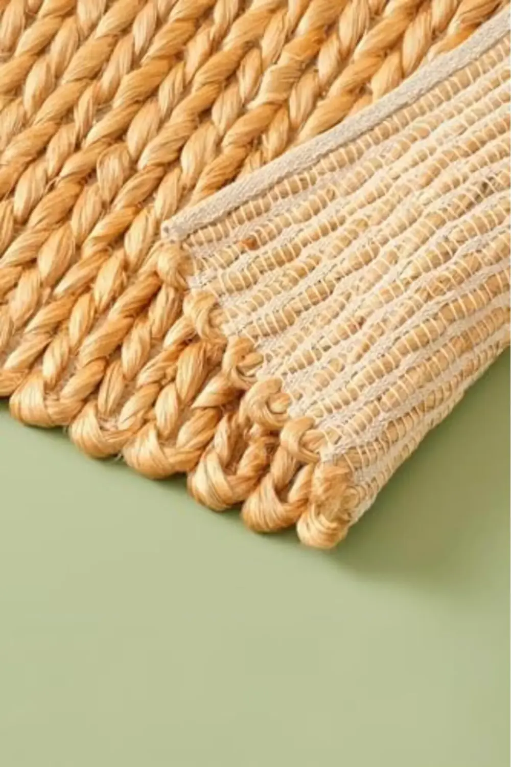El Yapımı Örgü Jüt Hasır Lüx Kapı Önü Paspası, (65 x 45 cm) 11507