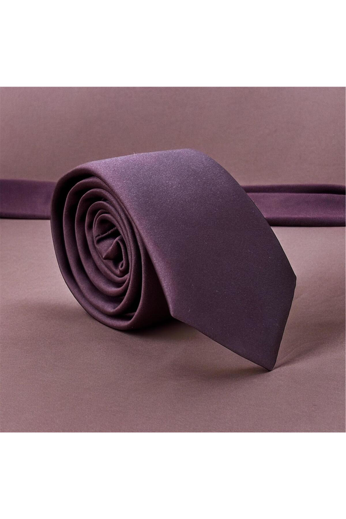 Baymen El Yapımı Saten Bordo İnce Kravat