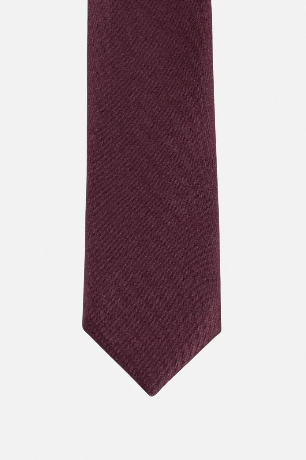 El Yapımı Saten Bordo Ince Kravat