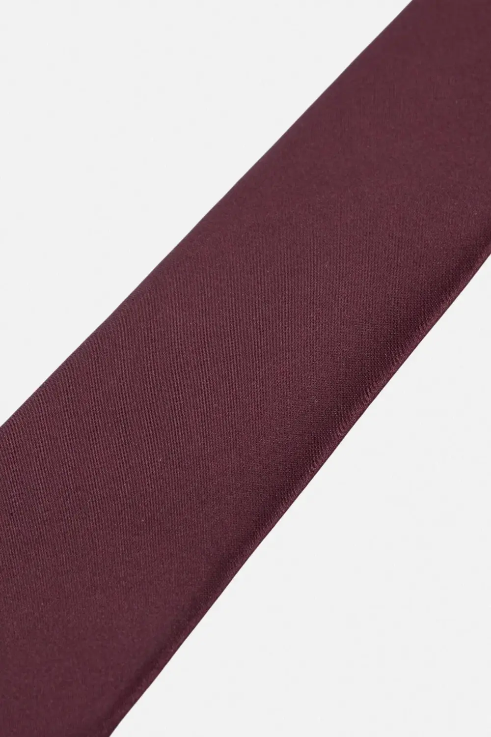 El Yapımı Saten Bordo Ince Kravat