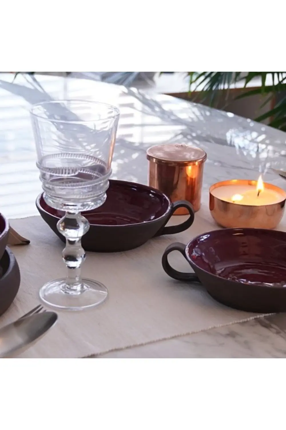 El Yapımı Seramik Toprak Serisi Kase - Vişne Rengi