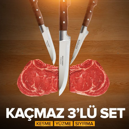 El Yapımı Sürmene Kasap ve Kurban Seti 3 Parça TdrTR