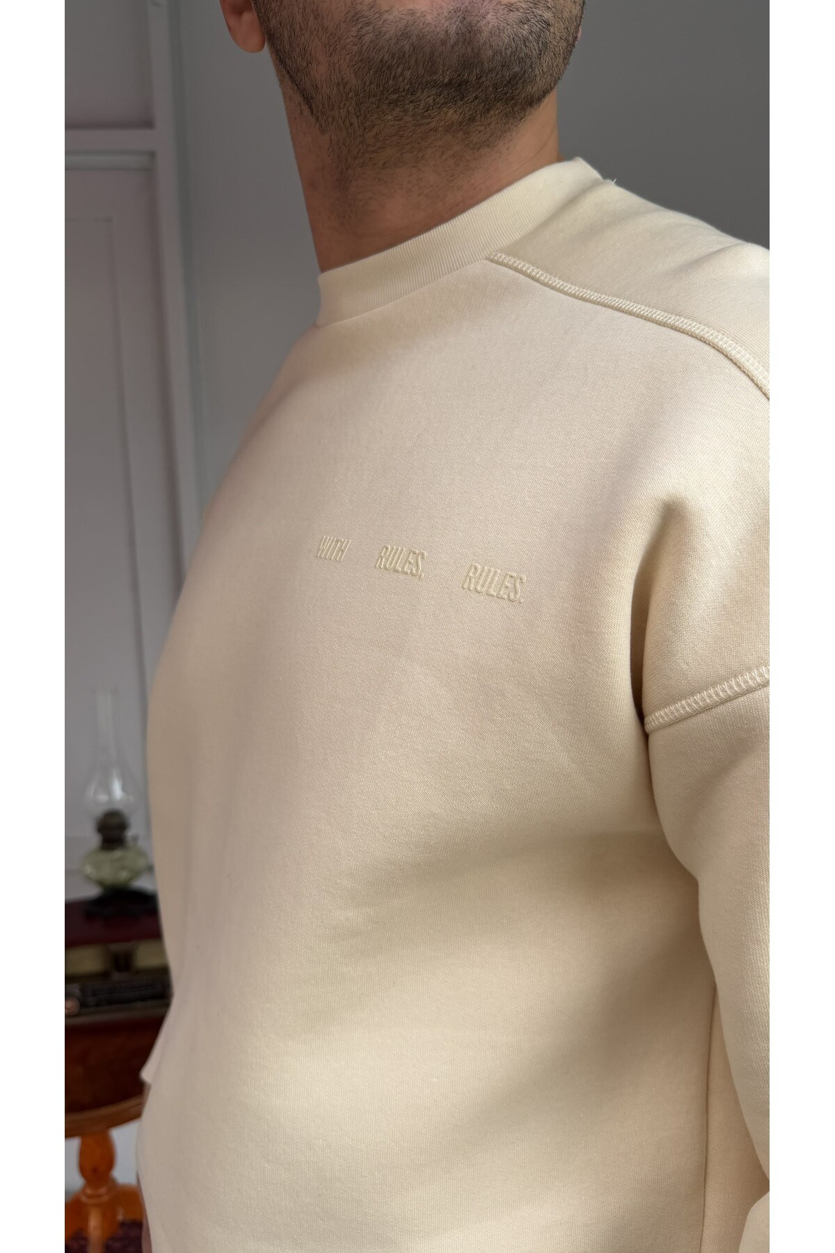 El Yazı Detay Şardonlu Oversize Sweat