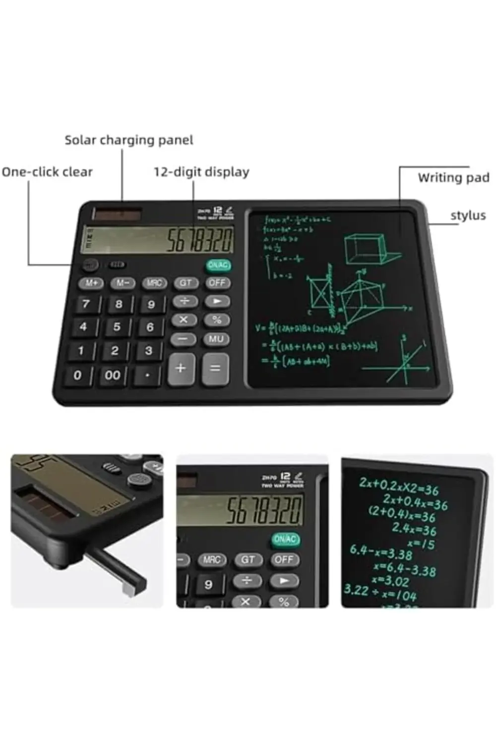 El Yazma LCD Not Defteri ile 12 Basamaklı Masaüstü Hesap Makinesi