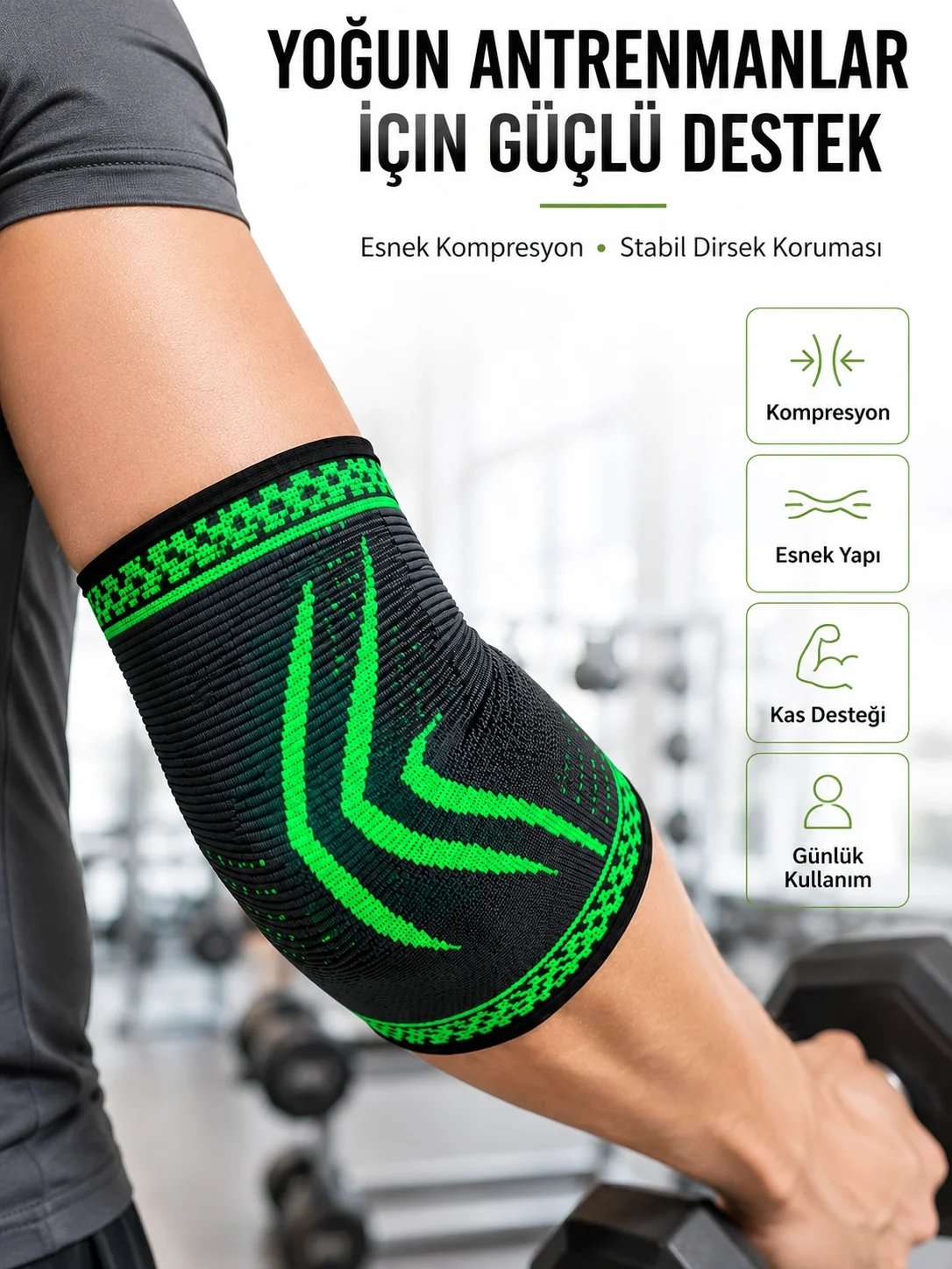 Elastik Kompresyon Dirsek Destekliği Spor Fitness Günlük Kullanım Dirseklik Fiyatı, Yorumları ve Özellikleri