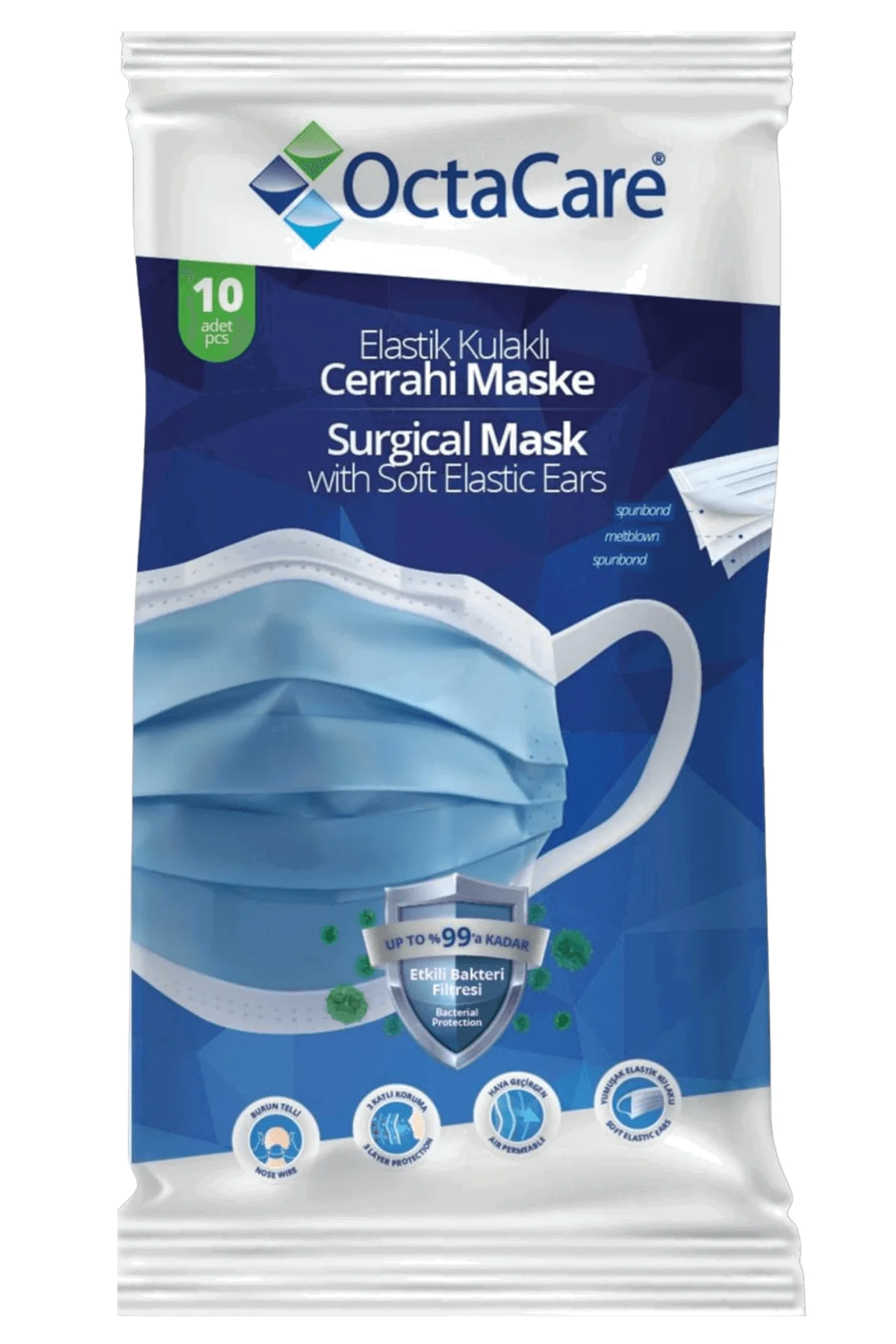 Elastik Kulaklı Cerrahi Maske 10'lu - %98 Bakteri Filtreleme | Hava Geçirgen Koruma Fiyatı, Yorumları ve Özellikleri