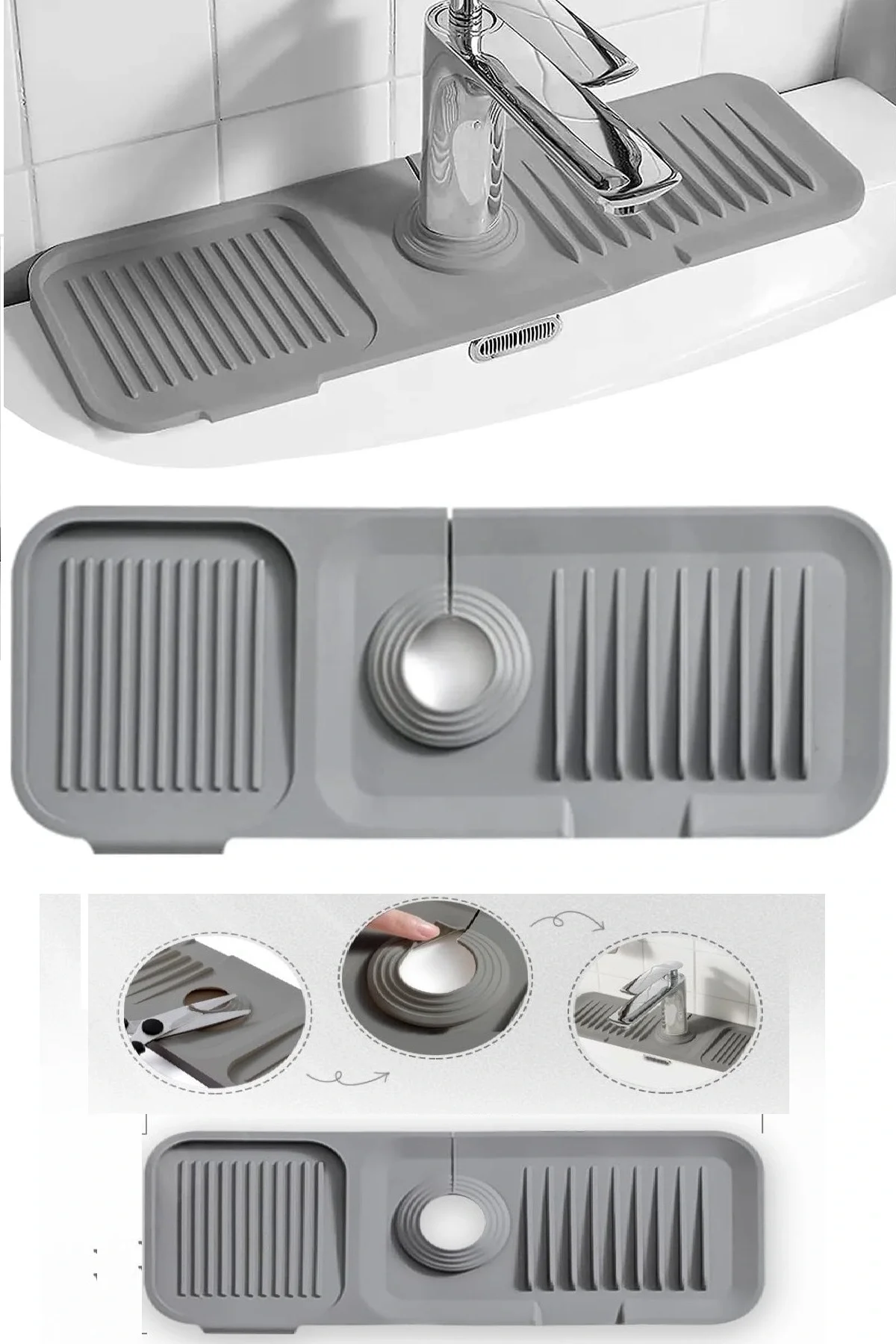 Elastik Mutfak Banyo Musluk Matı Düzenleyici Kaydırmaz Taban Organizer Lavabo Kenar Matı Elastik Mutfak Banyo Musluk Matı Düzenleyici Kaydırmaz Taban Organizer Lavabo Kenar Matı