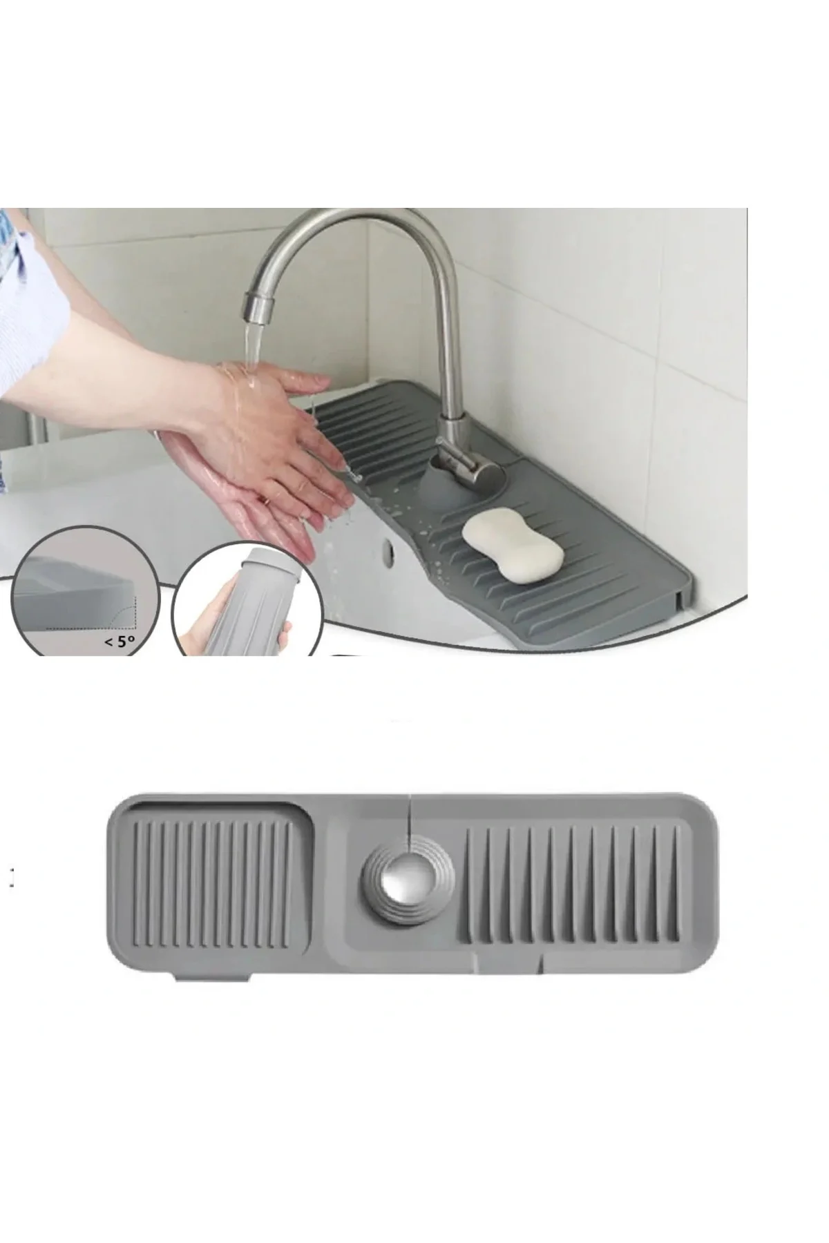 Elastik Mutfak Banyo Musluk Matı Düzenleyici Kaydırmaz Taban Organizer Lavabo Kenar Matı Elastik Mutfak Banyo Musluk Matı Düzenleyici Kaydırmaz Taban Organizer Lavabo Kenar Matı - Görsel 4