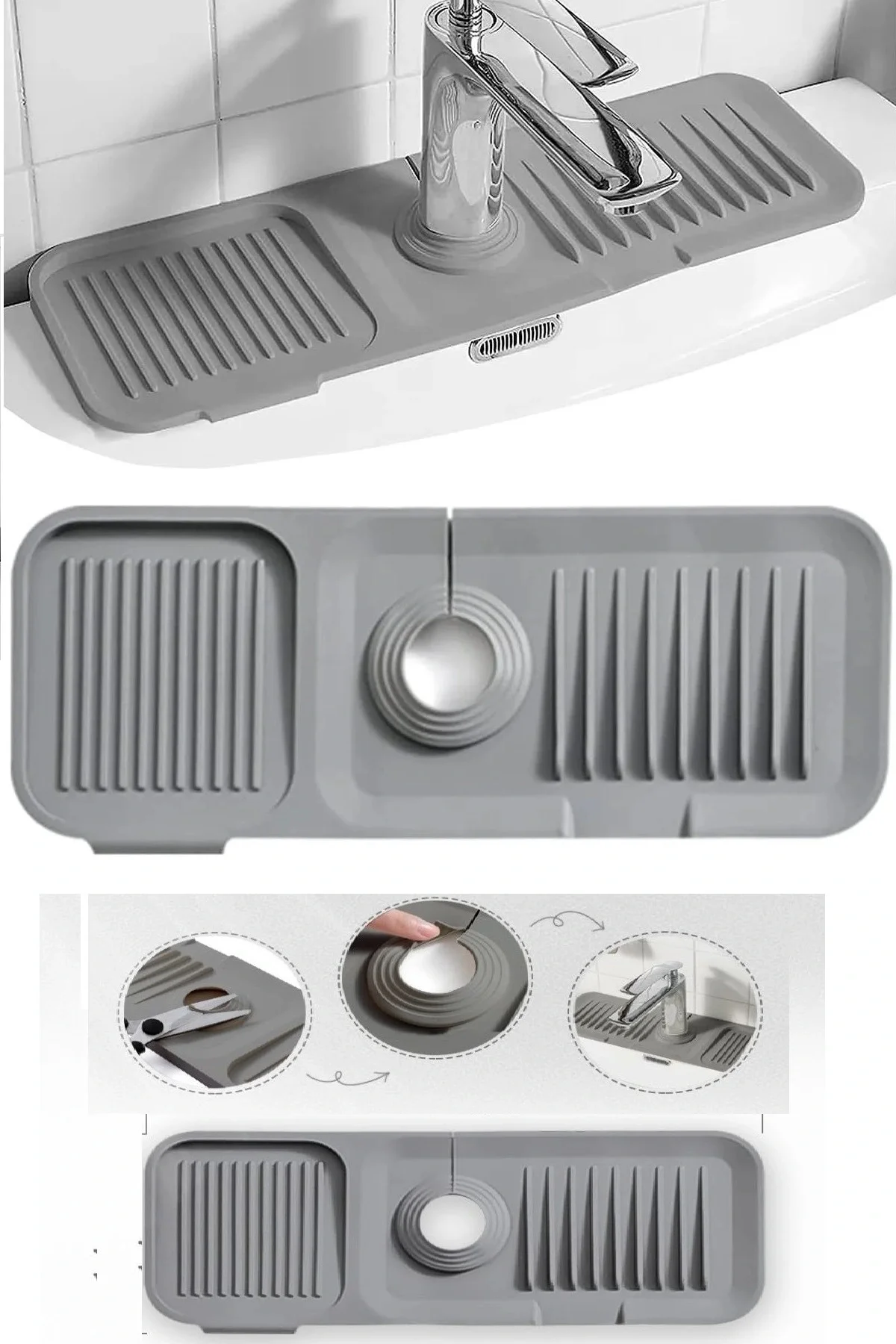 Elastik Mutfak Banyo Musluk Matı Düzenleyici Kaydırmaz Taban Organizer Lavabo Kenar Matı Elastik Mutfak Banyo Musluk Matı Düzenleyici Kaydırmaz Taban Organizer Lavabo Kenar Matı