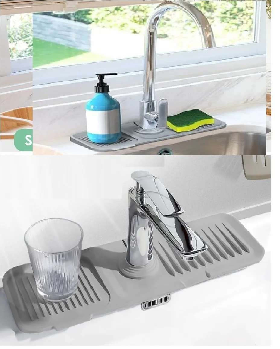 Elastik Mutfak Banyo Musluk Matı Düzenleyici Kaydırmaz Taban Organizer Labo Kenar Matı