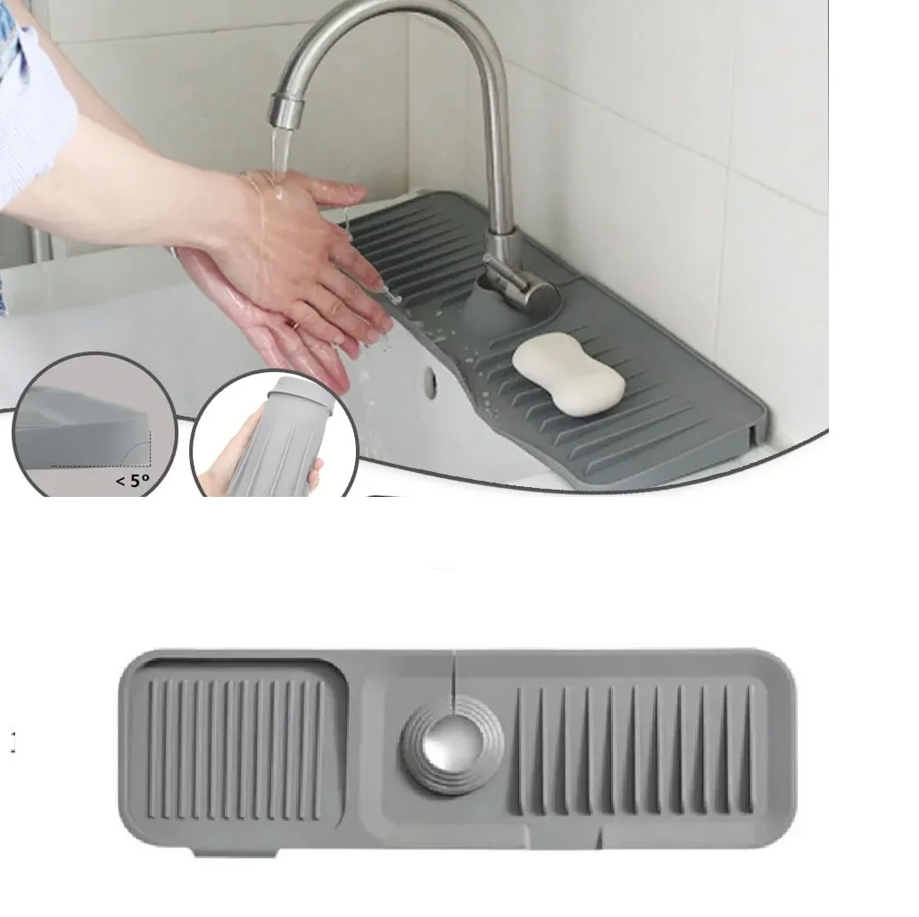 Elastik Mutfak Banyo Musluk Matı Düzenleyici Kaydırmaz Taban Organizer Labo Kenar Matı