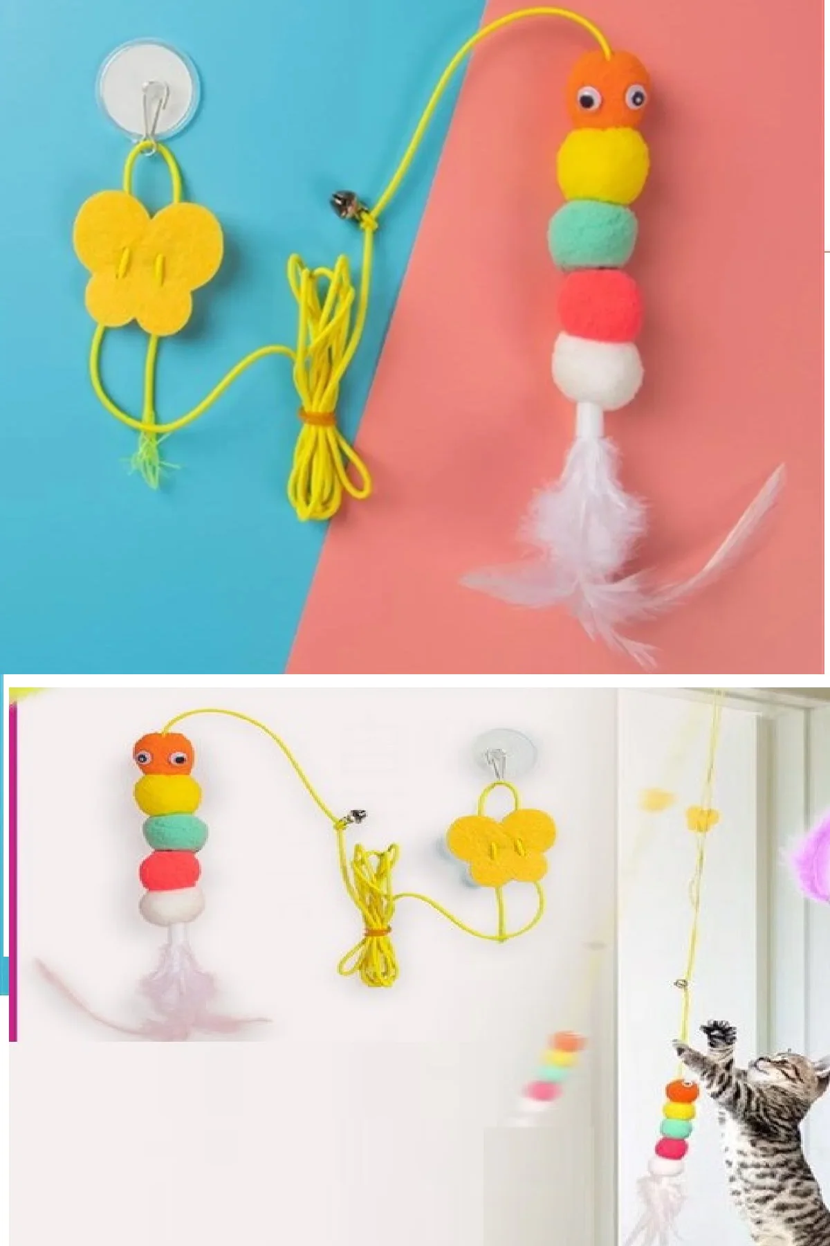Elastik Tırtıl Kedi Oyuncağı Vantuzlu Lastikli Kedi Zilli Peluş Yakalama Egzersiz Oyuncağı Elastik Tırtıl Kedi Oyuncağı Vantuzlu Lastikli Kedi Zilli Peluş Yakalama Egzersiz Oyuncağı