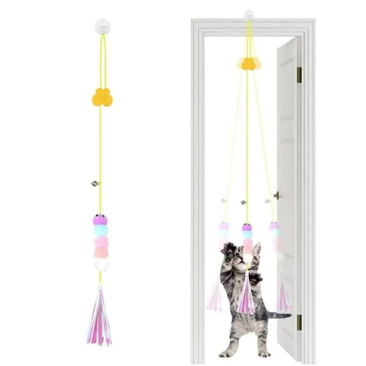 Elastik Tırtıl Kedi Oyuncağı Vantuzlu Lastikli Kedi Zilli Peluş Yakalama Egzersiz Oyuncağı Elastik Tırtıl Kedi Oyuncağı Vantuzlu Lastikli Kedi Zilli Peluş Yakalama Egzersiz Oyuncağı