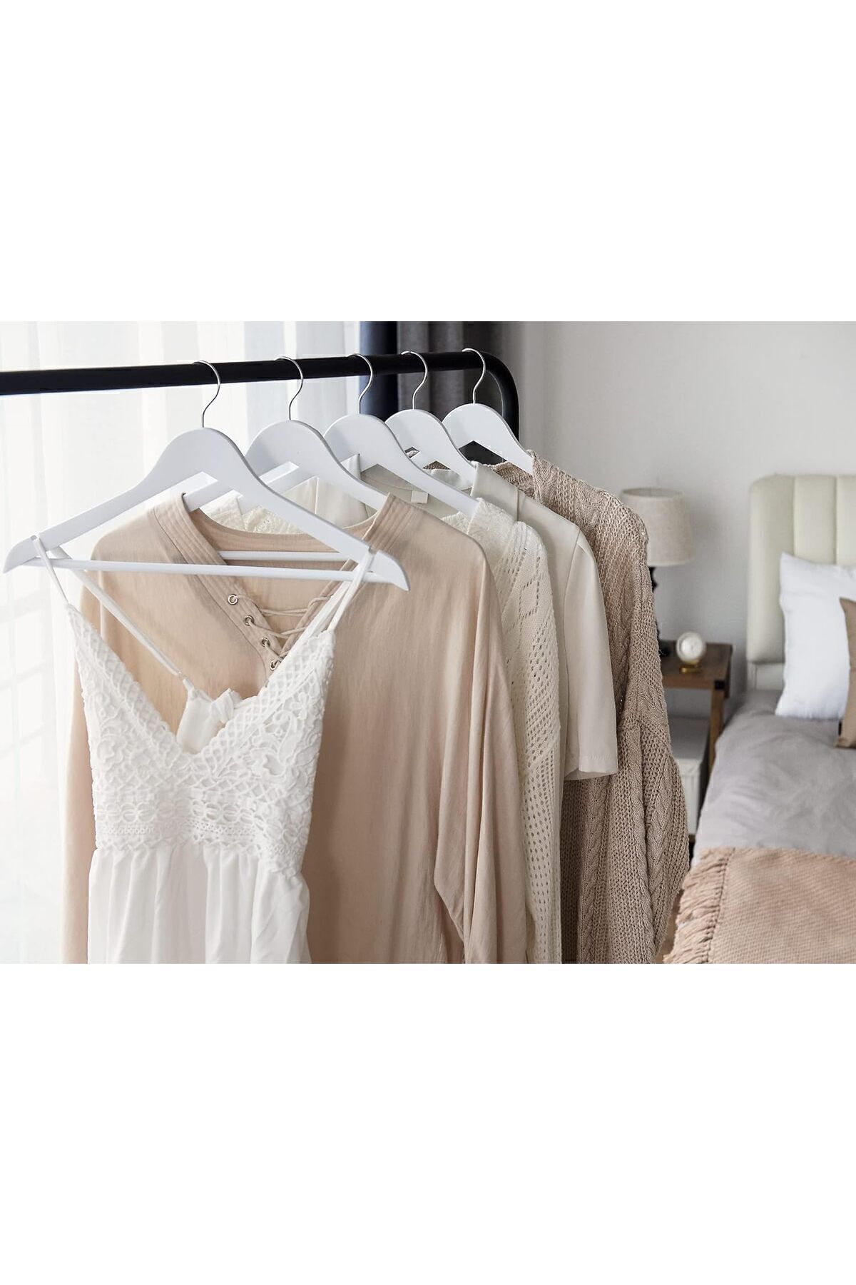 Transformacion Elbise Askısı Beyaz Ahşap 8 Adet