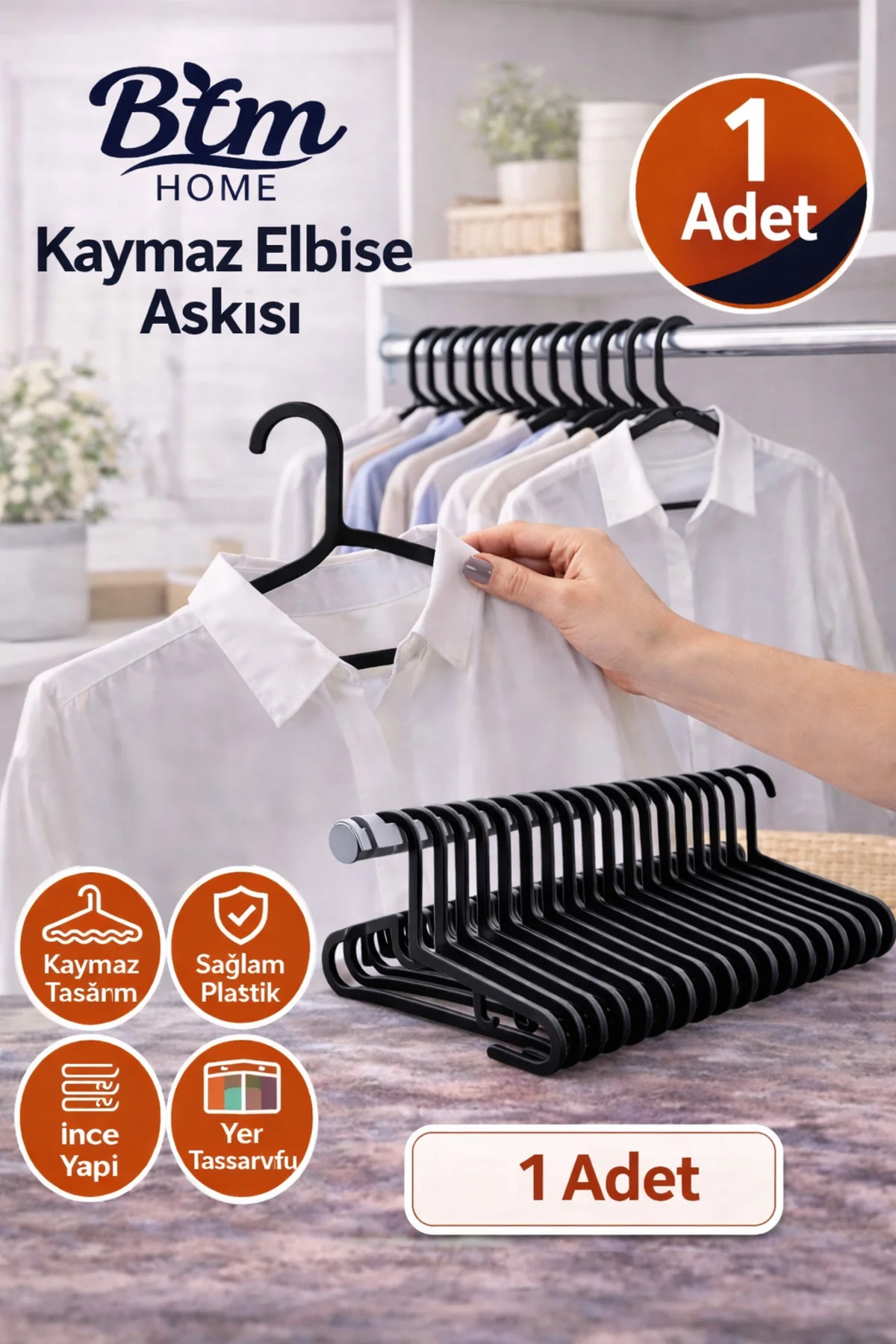 Elbise Askısı Plastik Kıyafet Askısı Dolap Düzenleyici Askı Siyah