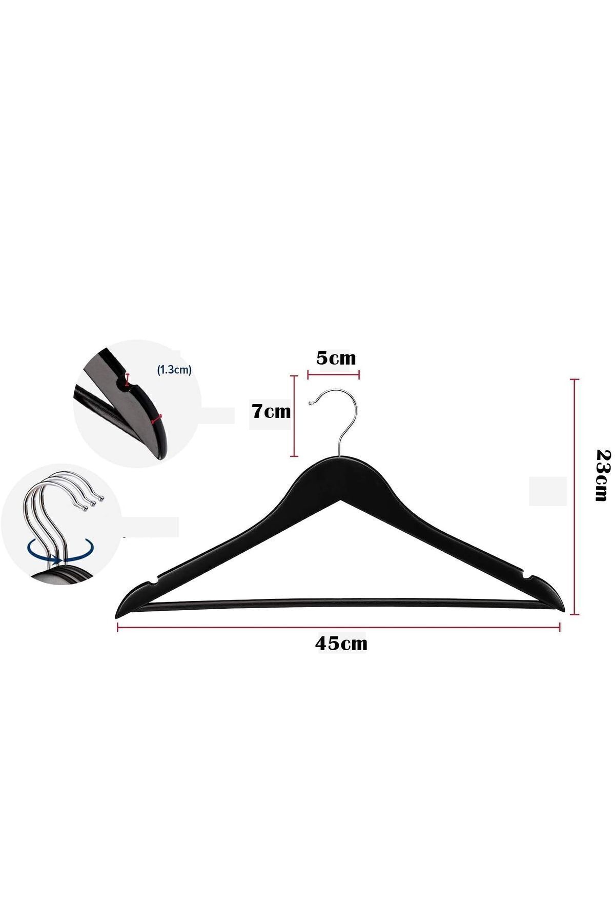 Transformacion Elbise Askısı Siyah Ahşap 8 Adet