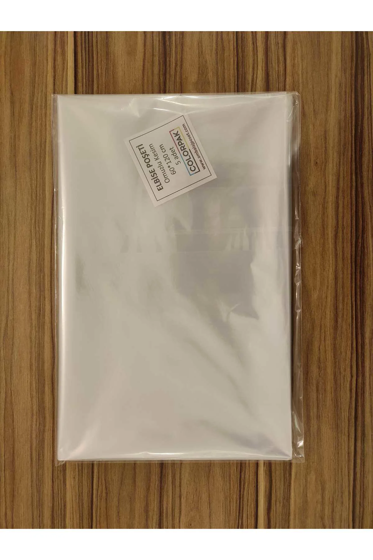 Elbise Poşeti (60X120 CM) Askı Delikli Omuzlu Kesim (5 ADET) Şeff