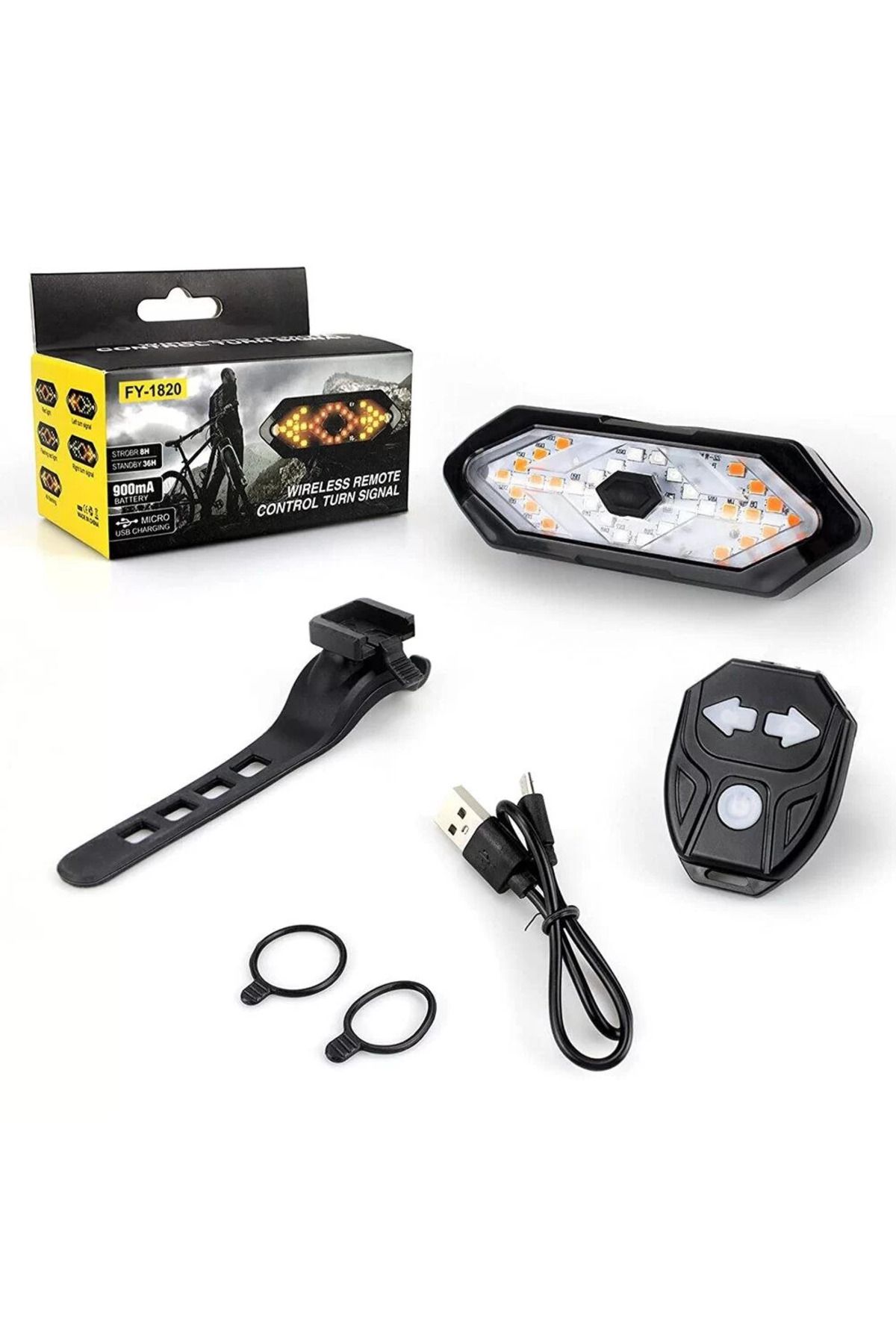 1 Company Eldrive 5 Modlu Su Geçirmez Usb Led Şarjli Sinyal Kablosuz Kumandali Bisiklet - Scooter Arka İşik