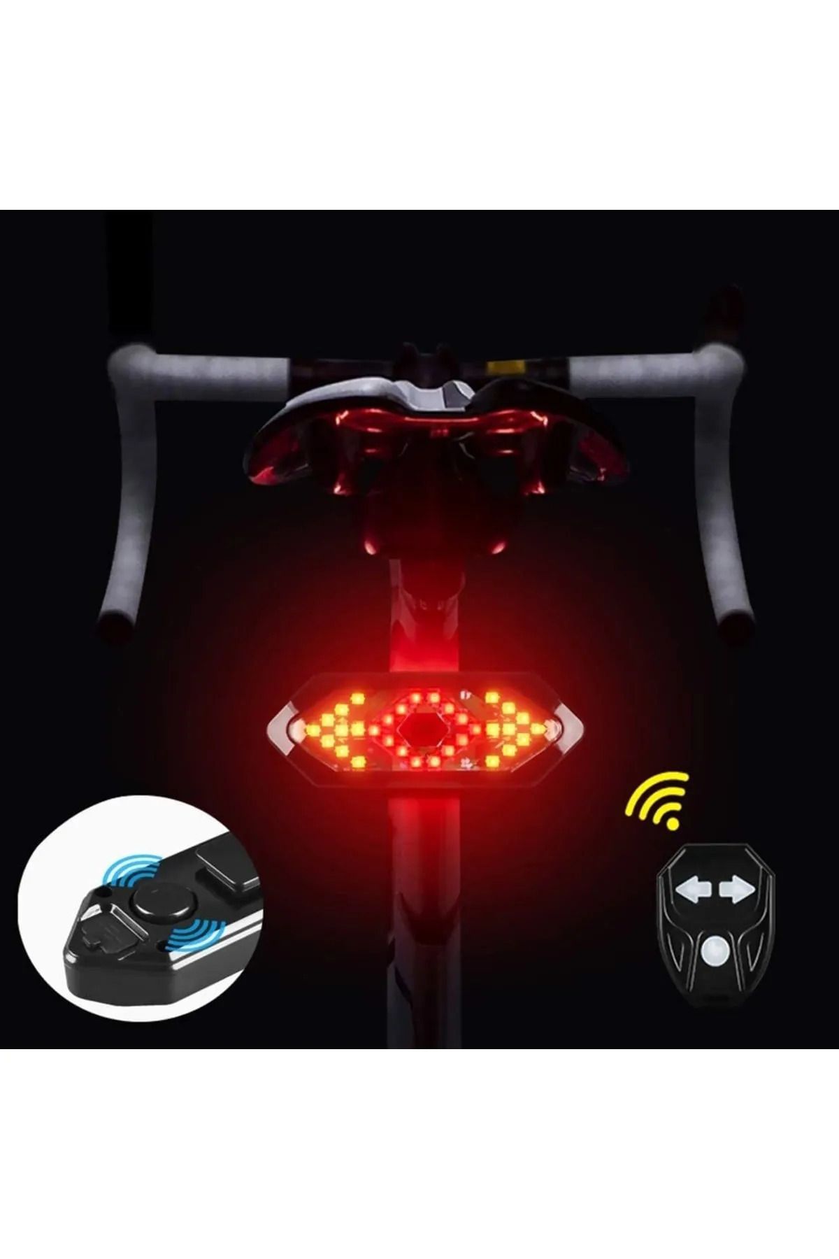 1 Company Eldrive 5 Modlu Su Geçirmez Usb Led Şarjli Sinyal Kablosuz Kumandali Bisiklet - Scooter Arka İşik
