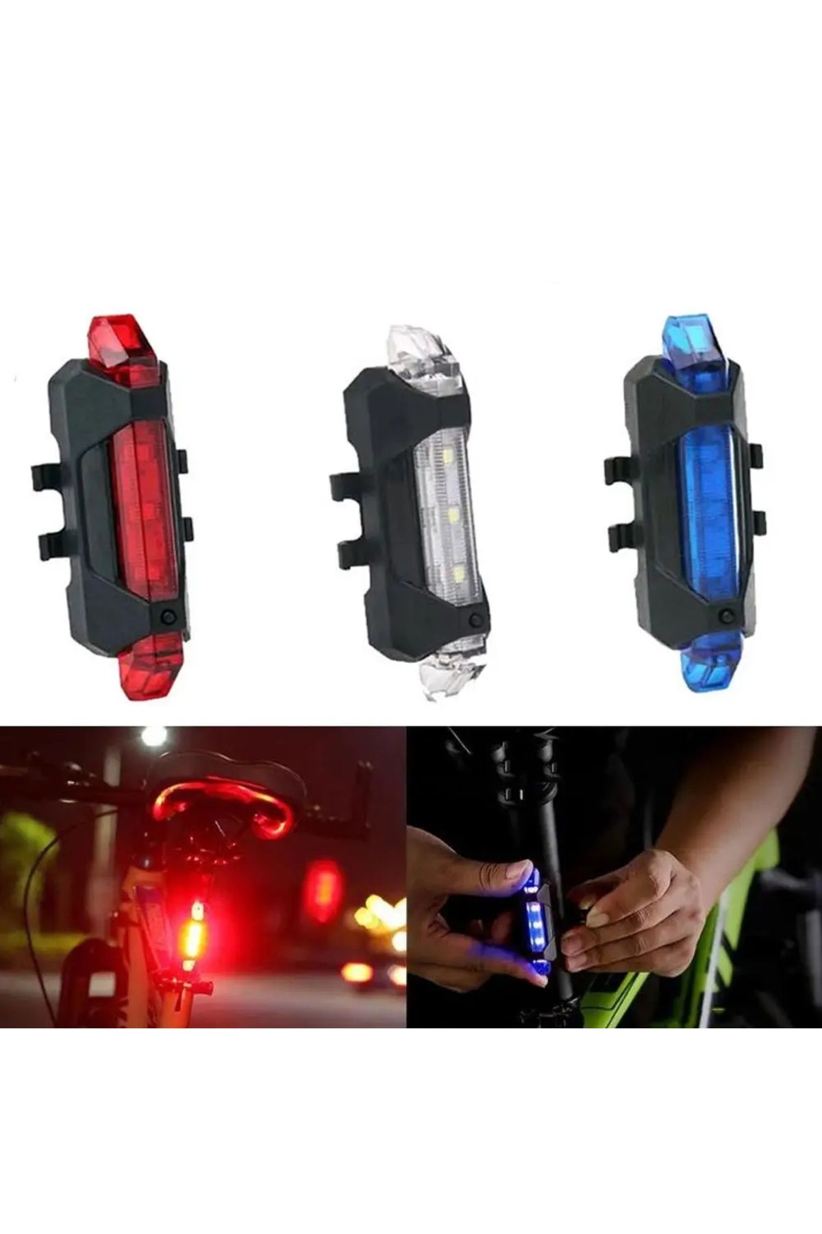 1 Company Eldrive Elektrikli Bisiklet -Bisiklet İkaz Lambasi Beyaz Su Geçirmez Usb Şarjli