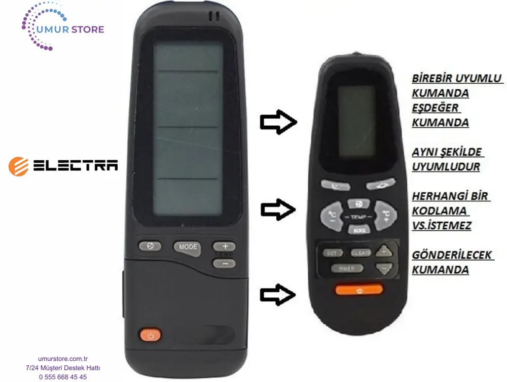Electra KK9A-C25 Uyumlu Klima Kumandası