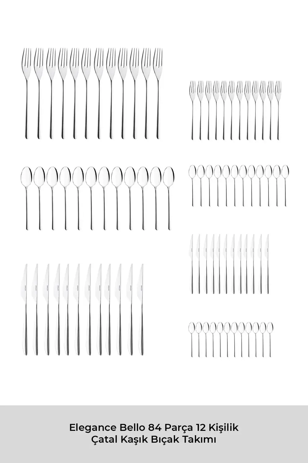 Elegance Bello 84 Parça 12 Kişilik Çatal Kaşık Bıçak Seti Lüks Ku