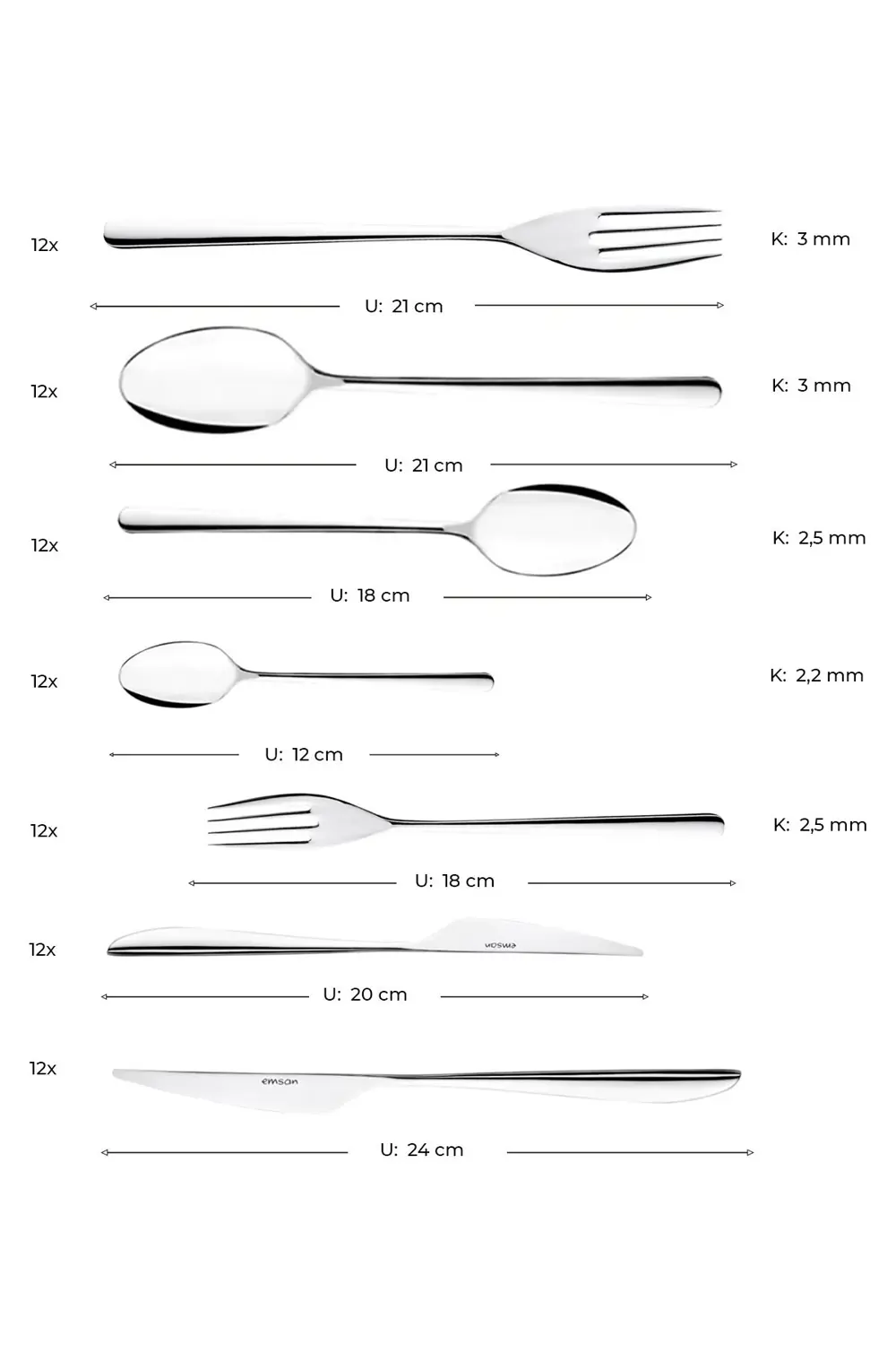 Elegance Bello 84 Parça 12 Kişilik Çatal Kaşık Bıçak Seti Lüks Ku