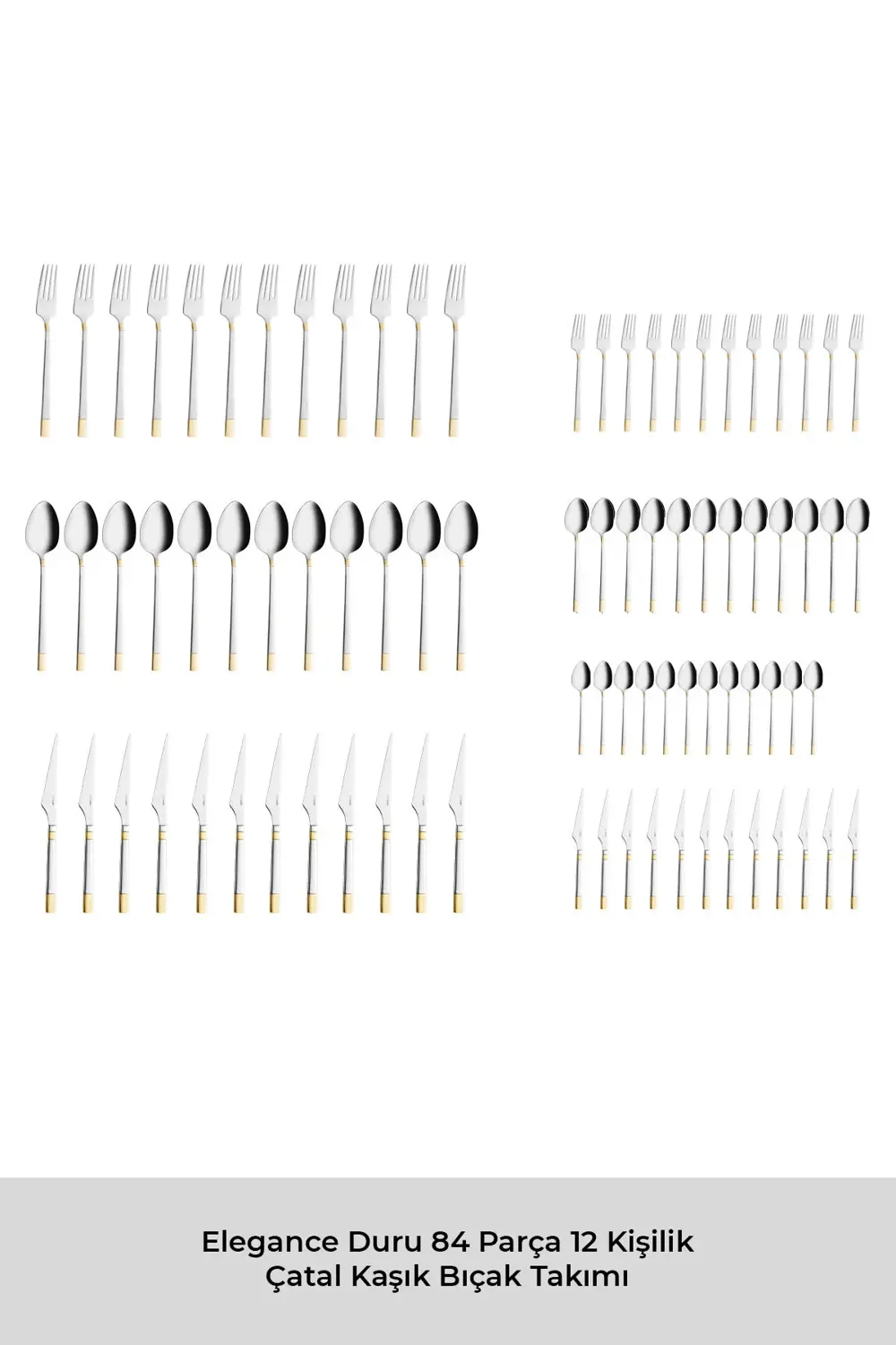 Elegance Duru Gold 84 Parça 12 Kişilik Lüks Kutulu Çatal Kaşık Bı