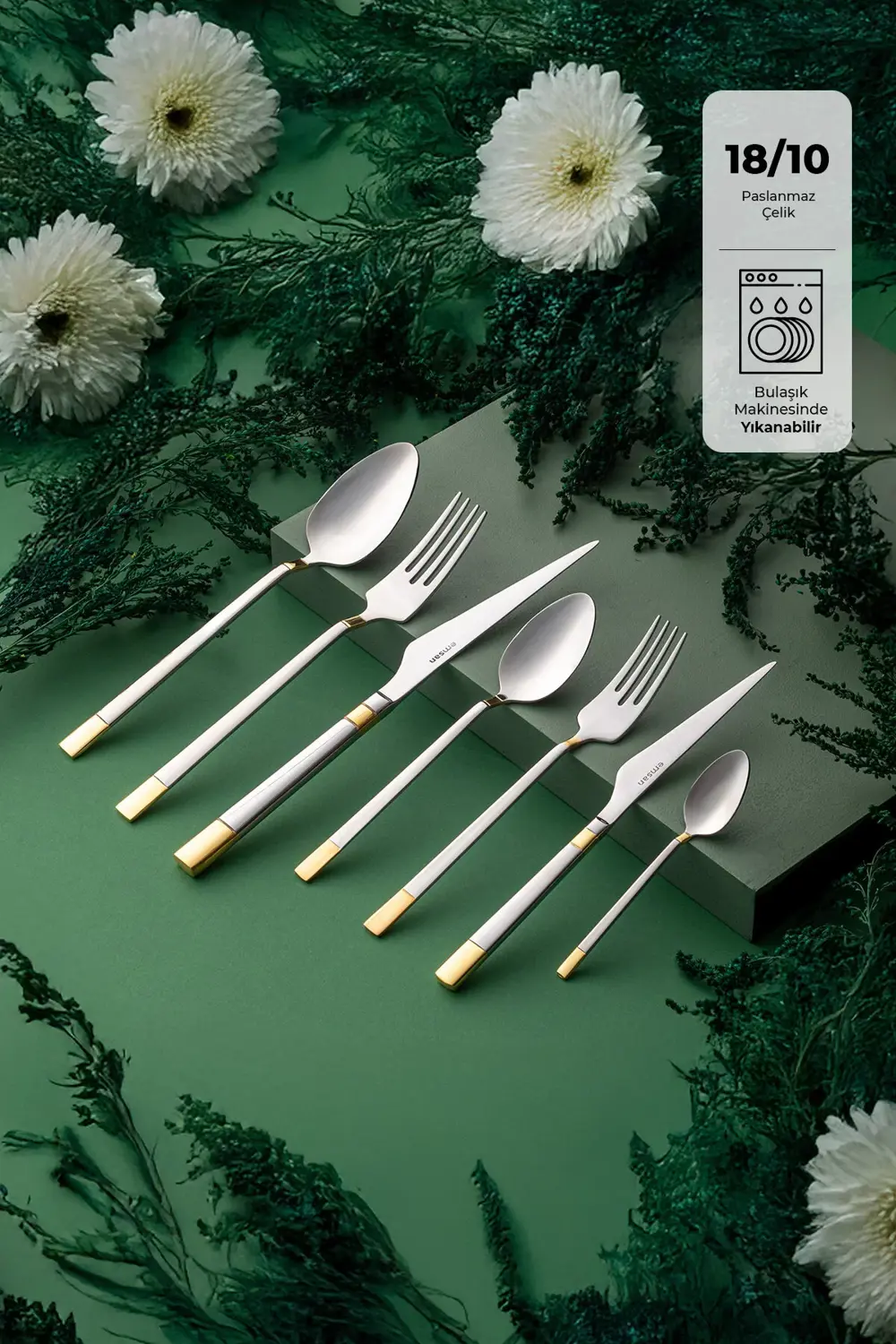 Elegance Duru Gold 84 Parça 12 Kişilik Lüks Kutulu Çatal Kaşık Bı